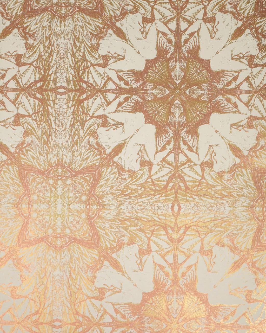 1024x1280 Nymph Wallpaper Snow Metallic Gold, Copper and Bronze