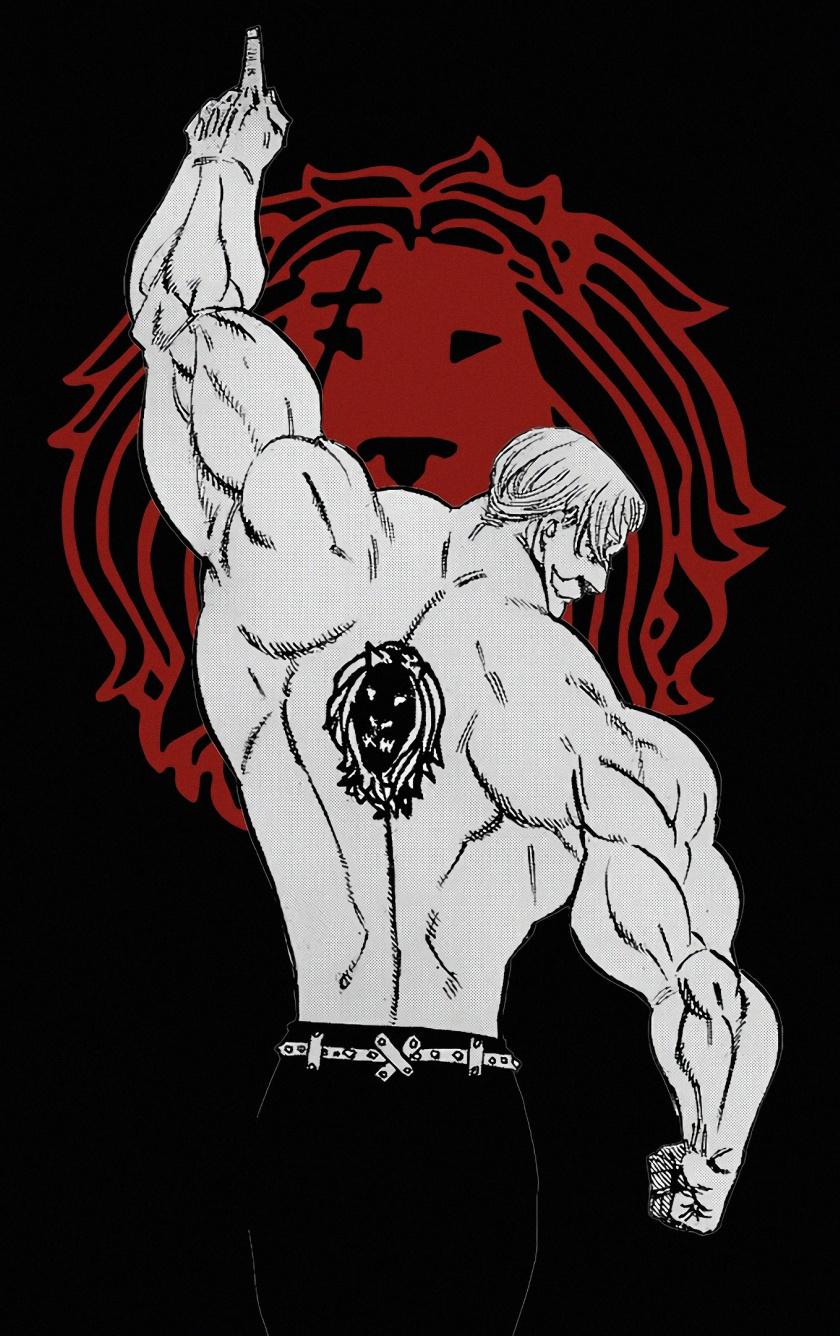 840x1336 Download Black and white, Escanor, minimal, art, The Seven Deadly Sins wallpaper, 840x iPhone iPhone 5S, iPhone 5C, iPod Touch