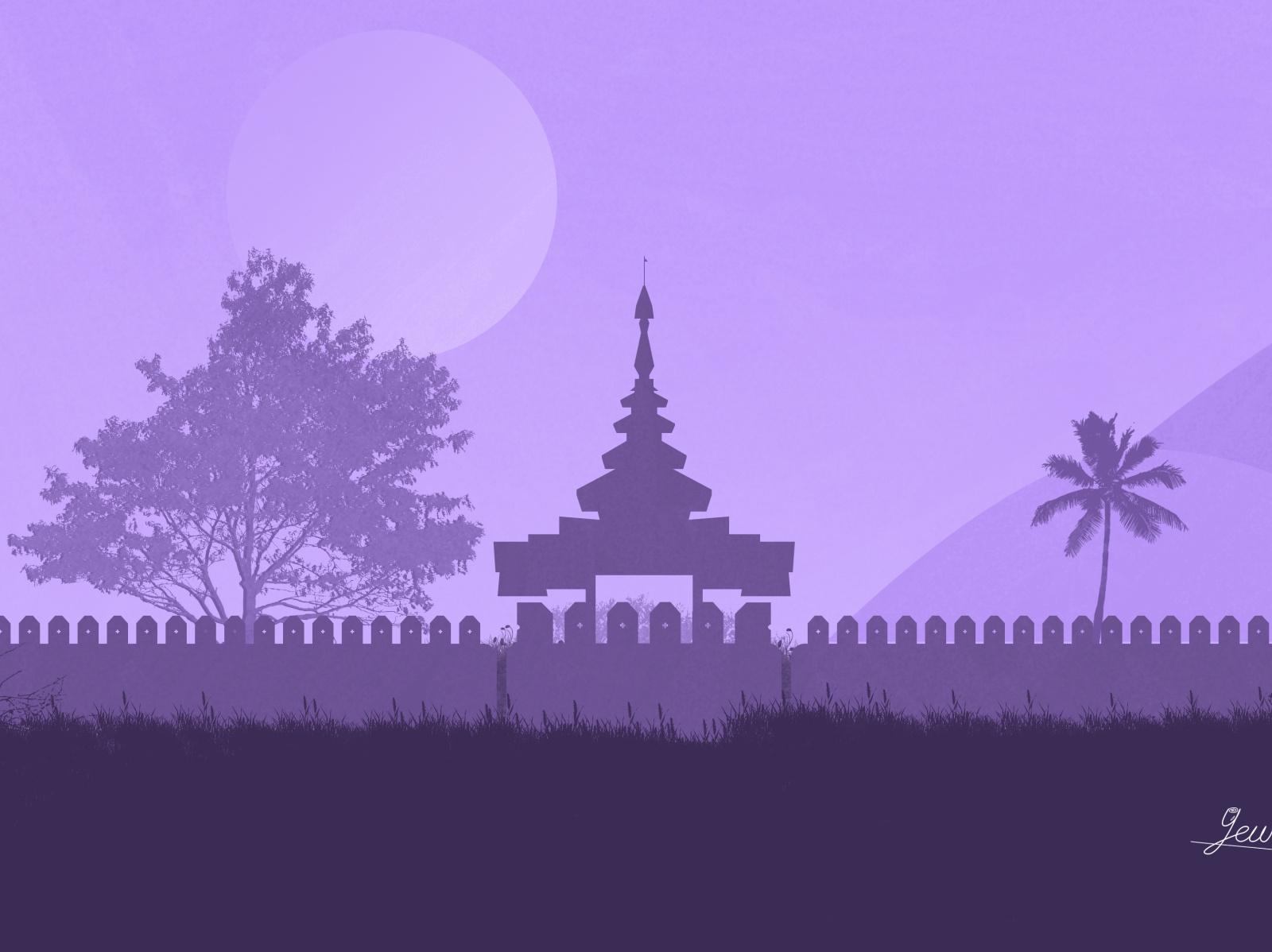 1600x1198 Mandalay Moat Night Wallpaper by Ye' Win Aung on Dribbble