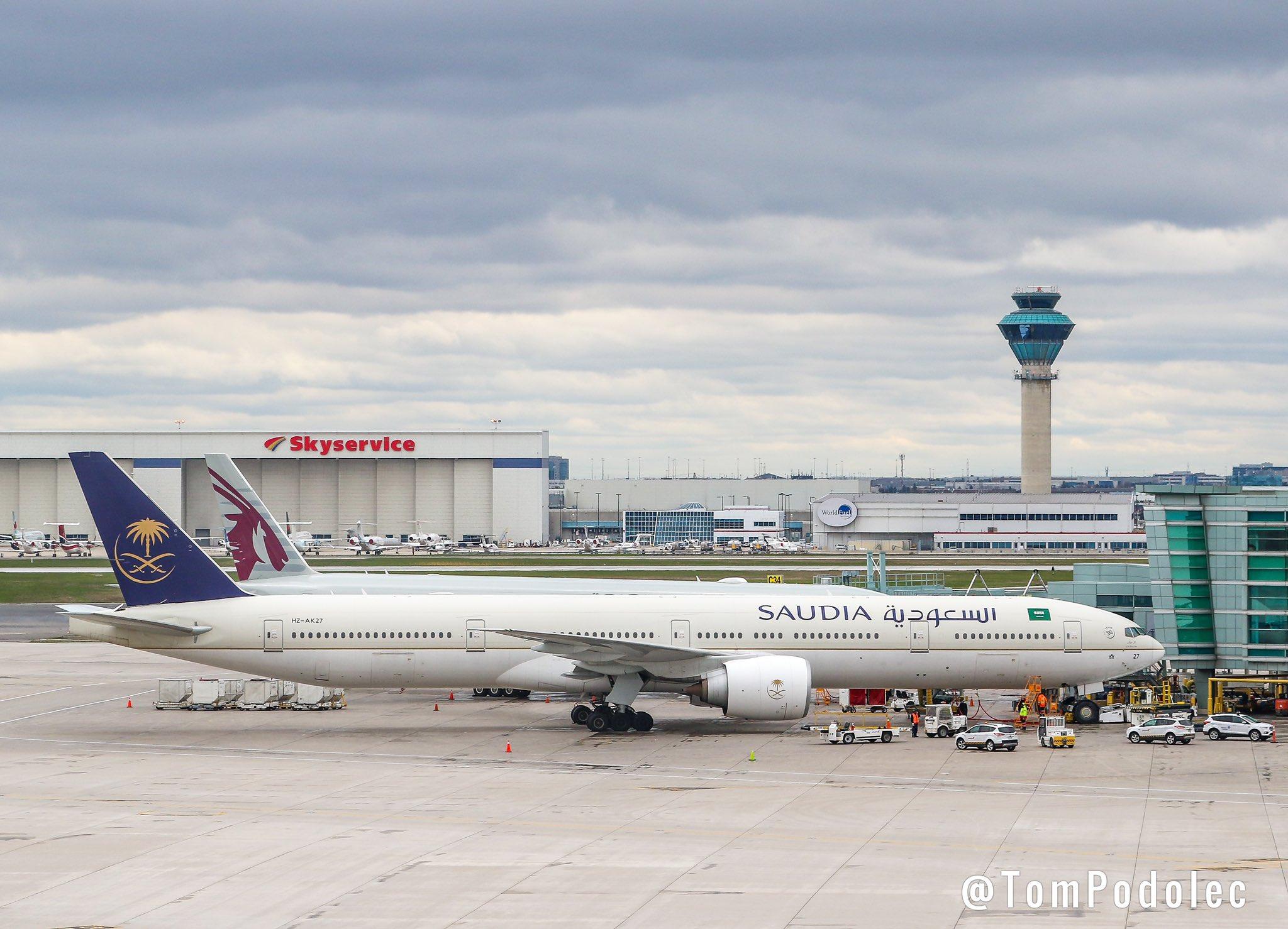 2048x1478 Tom Podolec Aviation En Twitter: PHOTOS Saudi Airlines #SV3071 From Jeddah And Qatar Airways #QR7453 From Doha Parked At Toronto Pearson Airport Terminal 3. Both Here As Repatriation Flights. HZ AK27 Boeing 777 300