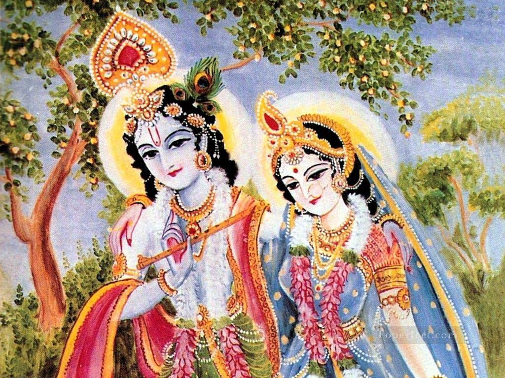 1024x768 Radha Krishna 5 Hinduism Painting in Oil