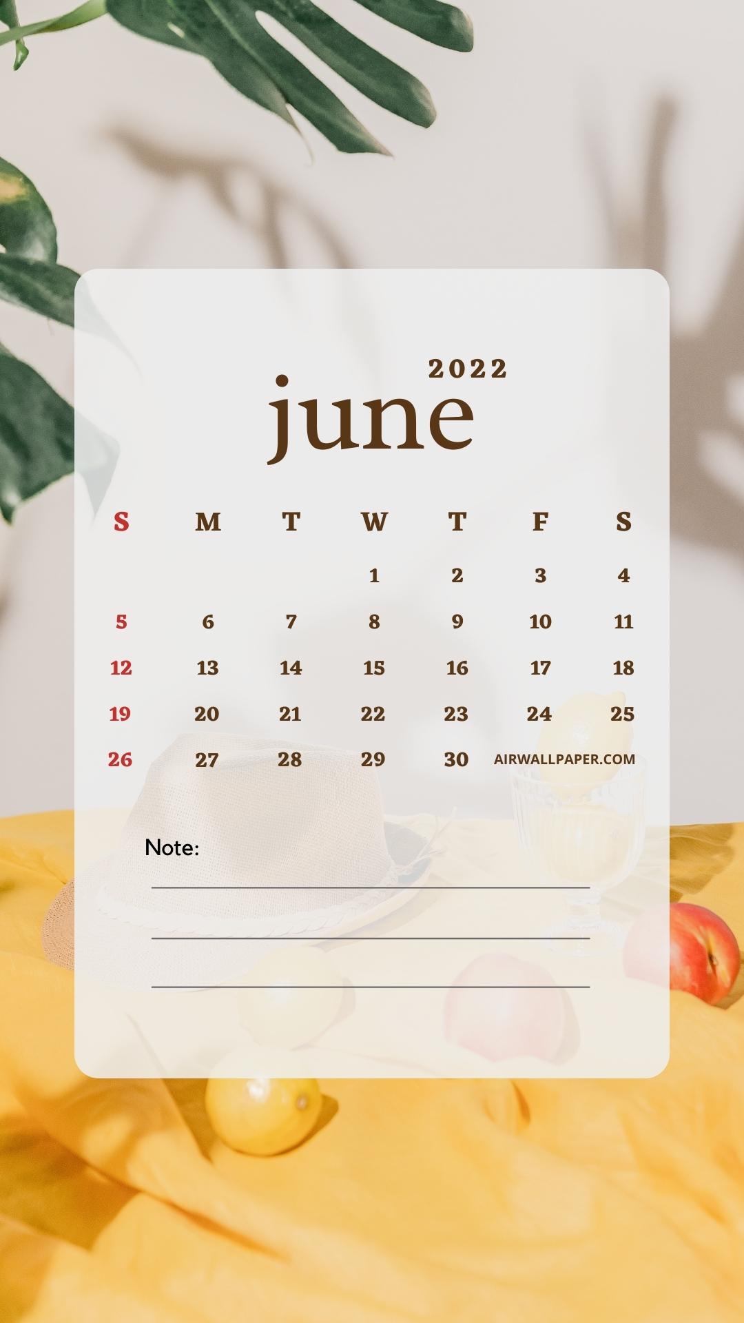 1080x1920 June Calendar iPhone Wallpaper HD