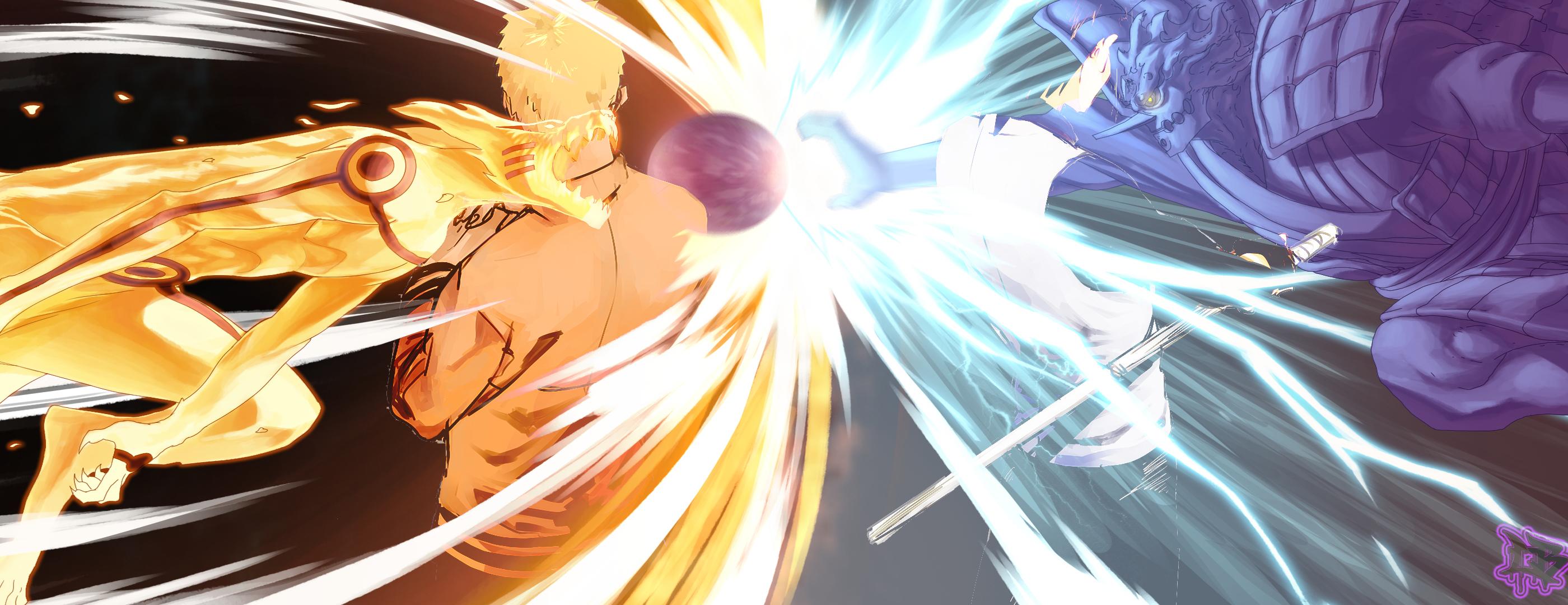 2800x1080 Naruto Shippuuden Uzumaki Naruto Uchiha Sasuke Kurama Susanoo Character Anime Wallpaper:2800x1080