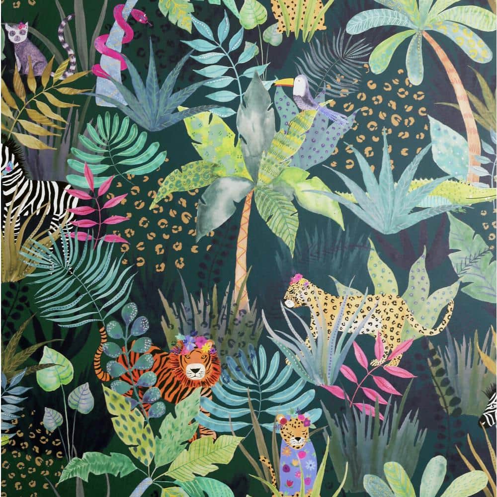 1000x1000 Arthouse Hidden Jungle Emerald Wallpaper 907604