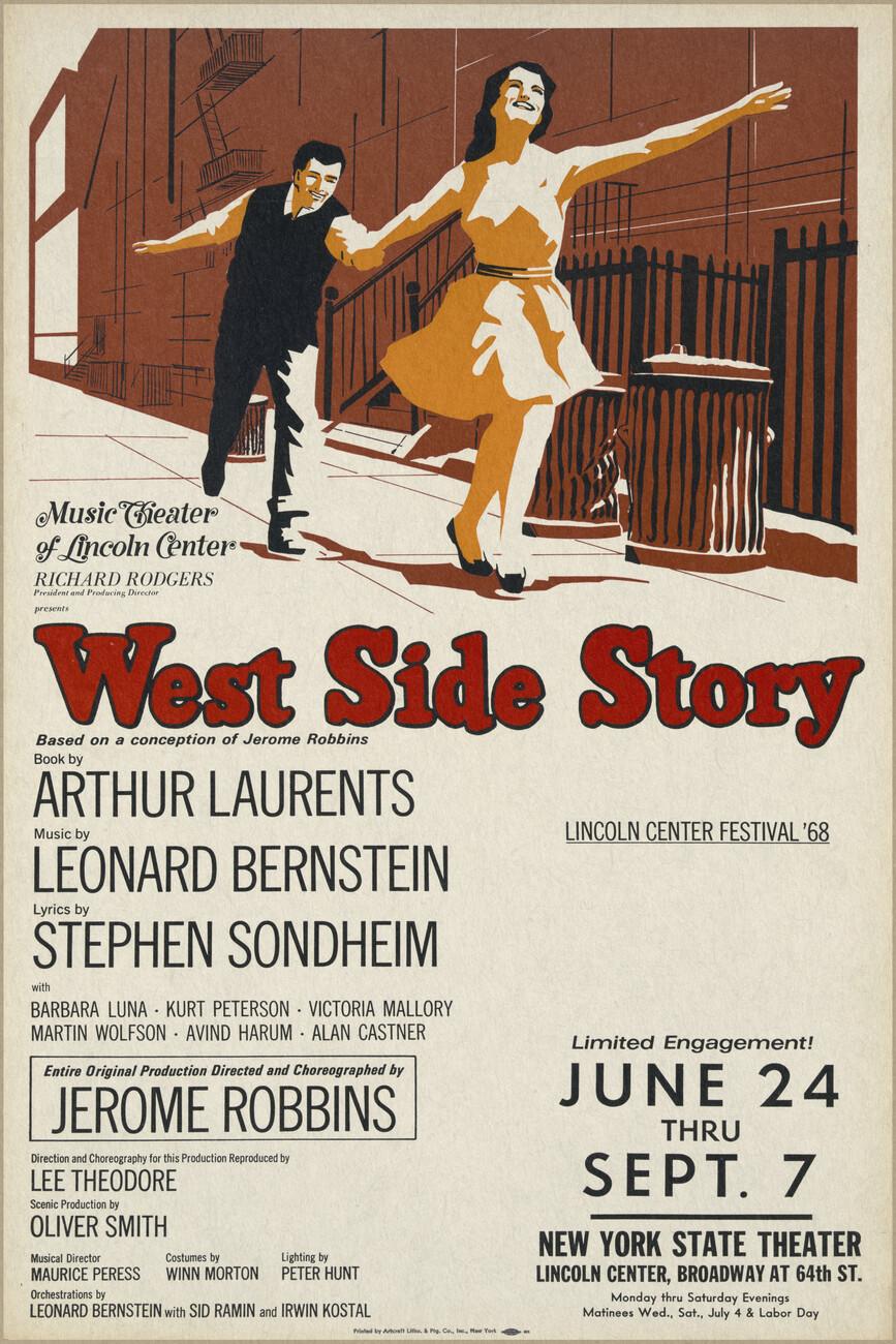 867x1300 West Side Story, 1968 (Vintage Theatre Production) Wall Mural