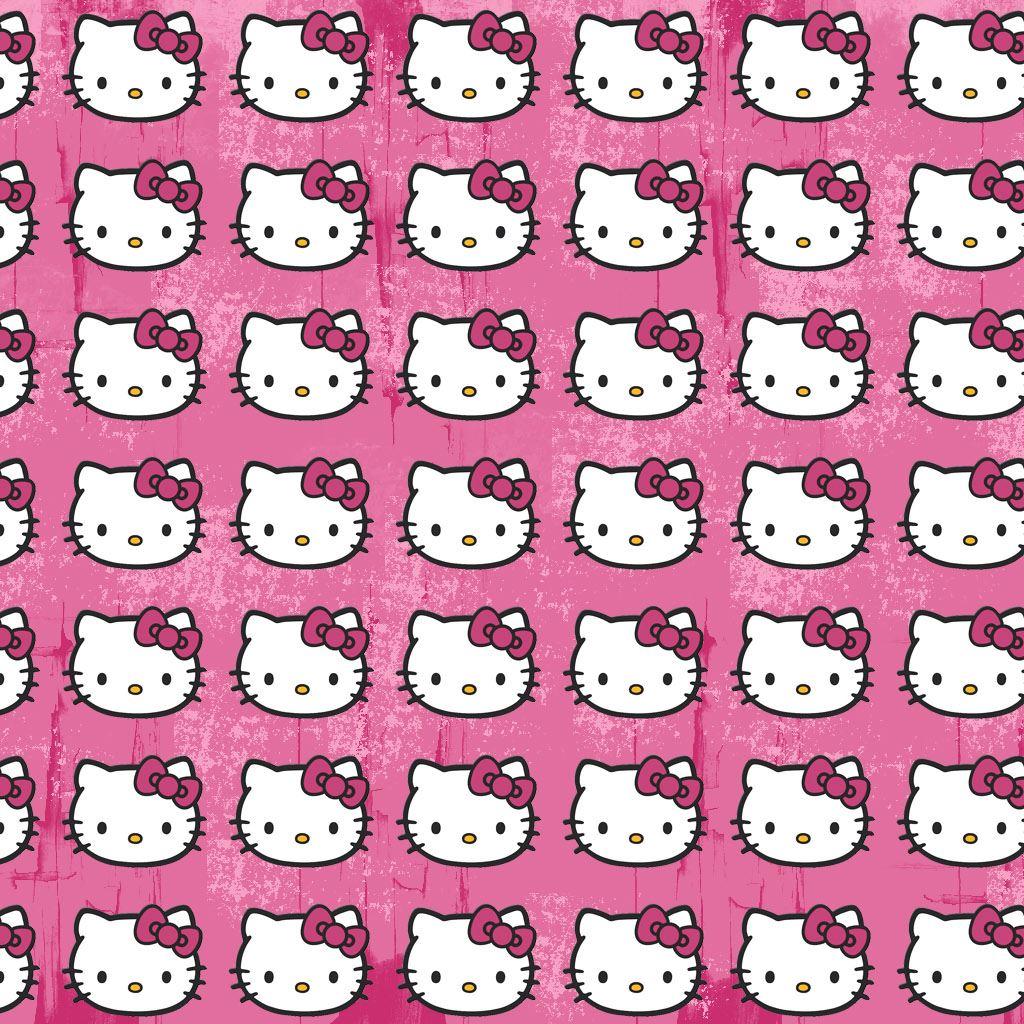 1024x1024 Hello Kitty Pattern iPad Wallpaper Free Download