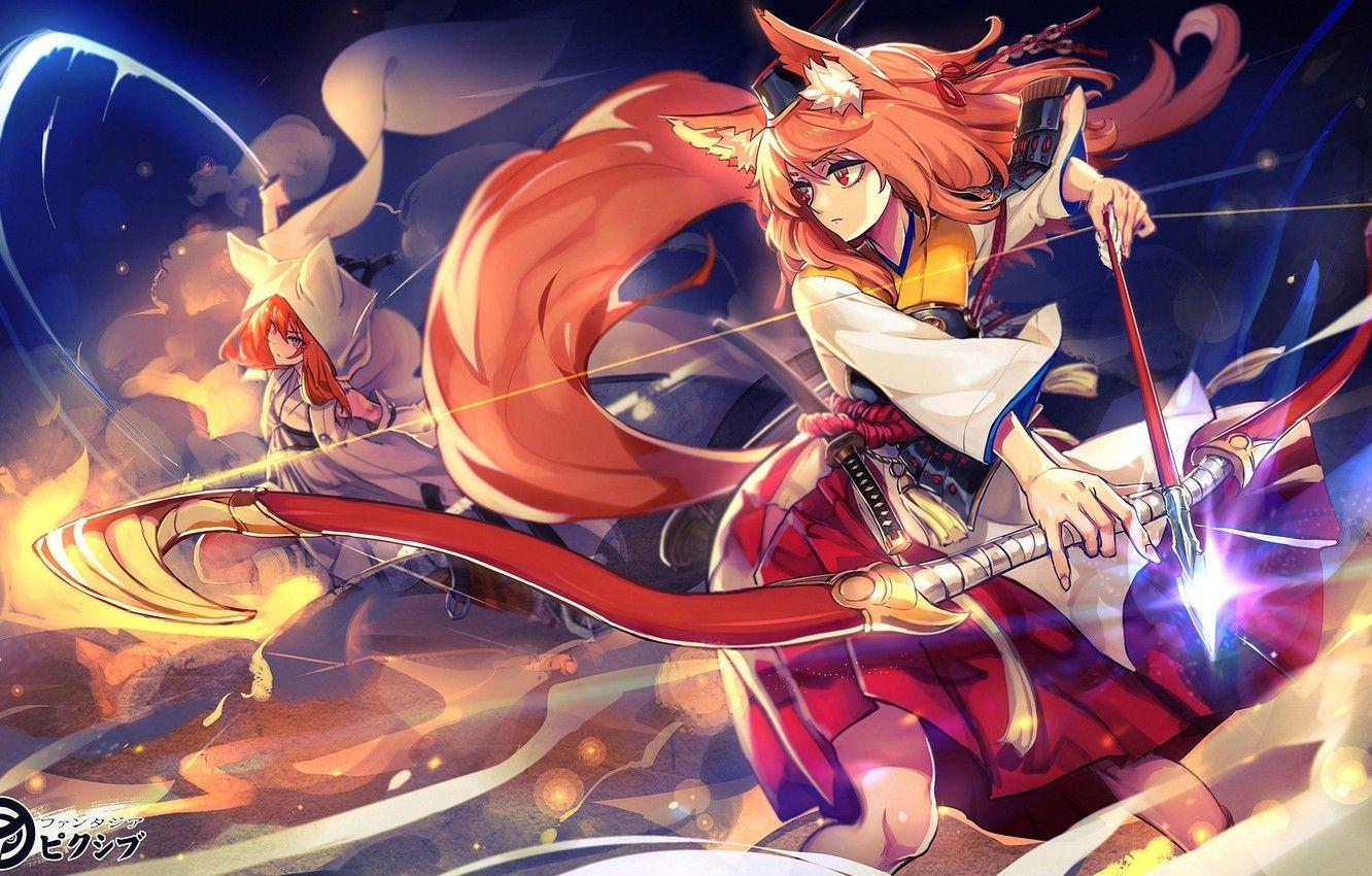 1332x850 Fox Anime Girl Wallpaper