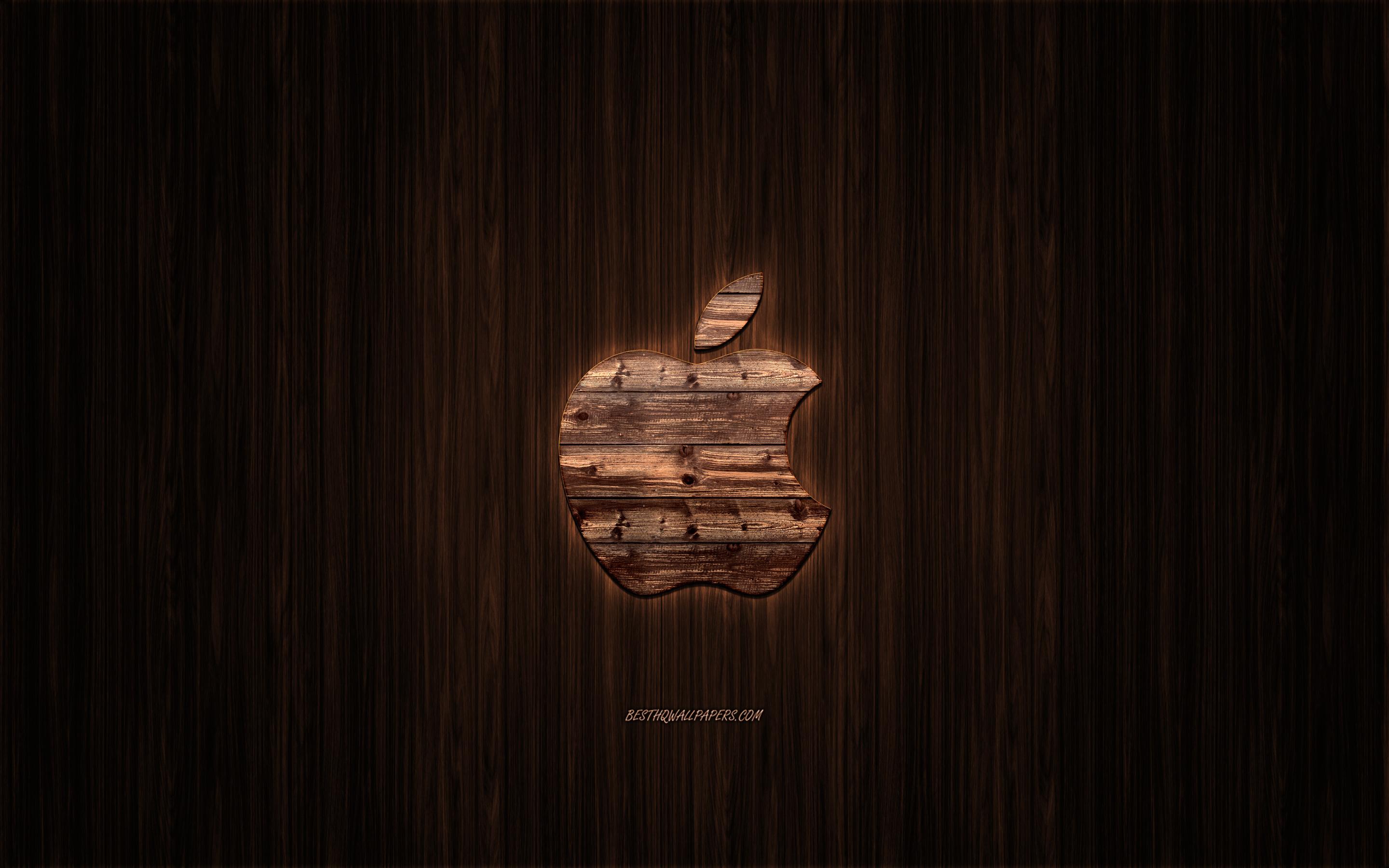 2880x1800 Download wallpaper Apple logo, wooden logo, wooden background, Apple, emblem, brands, wooden art for desktop with resolution 2880x1800. High Quality HD picture wallpaper