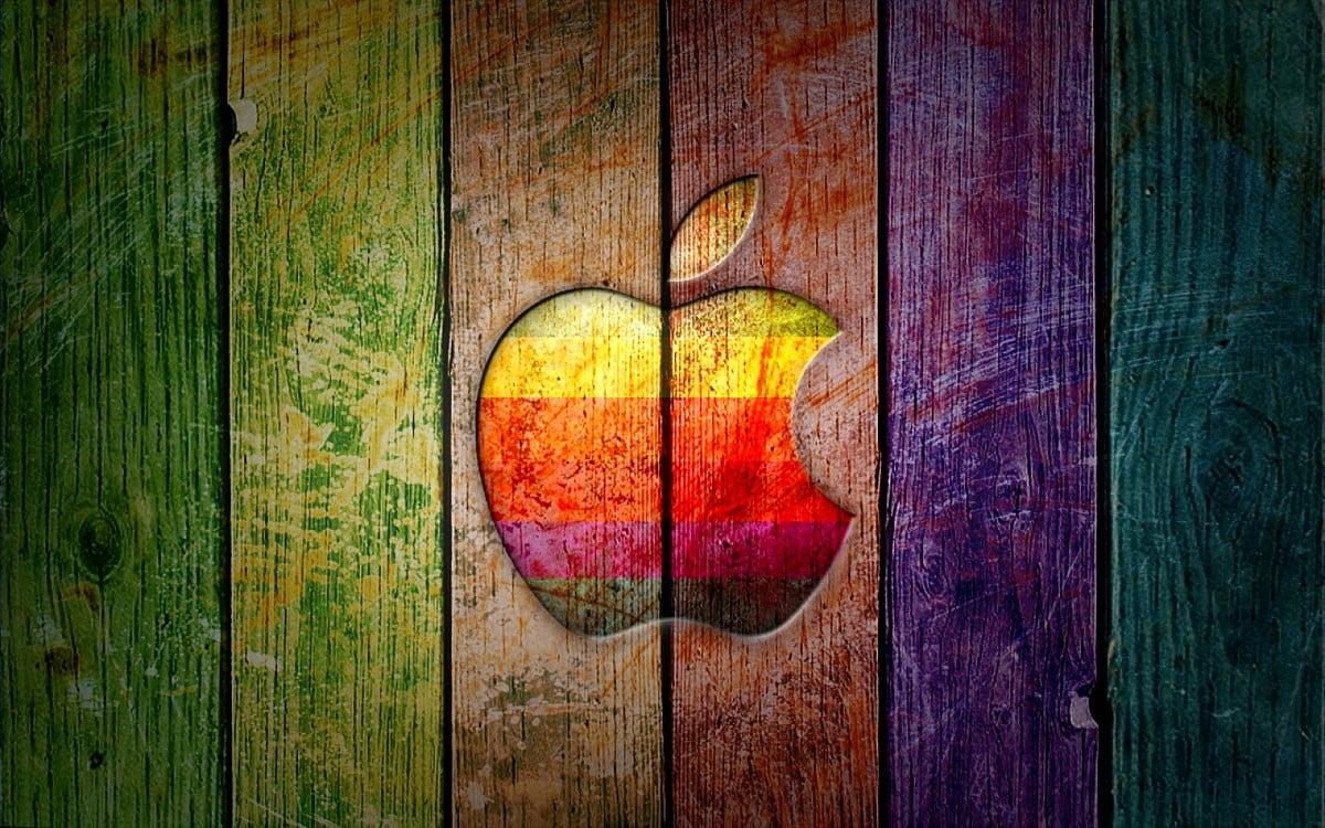 1200x750 Background Apple Logo, Wooden, Painting. TOP Free Download photo