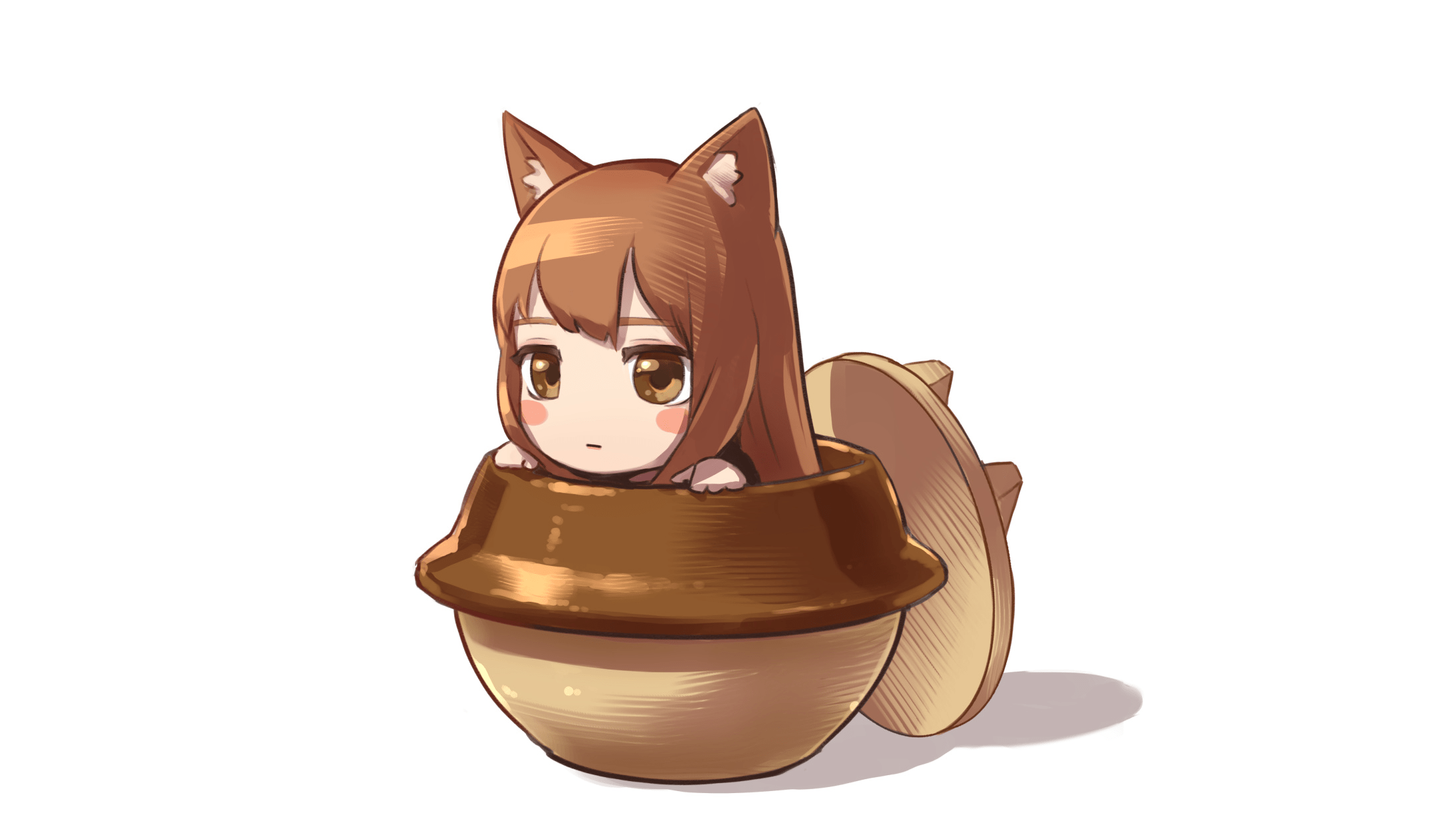 2192x1233 Anime Girls Original Characters Women Fox Girl Animal Ears Foxy Ears Fantasy Girl Chibi Brunette Lon Wallpaper:2192x1233