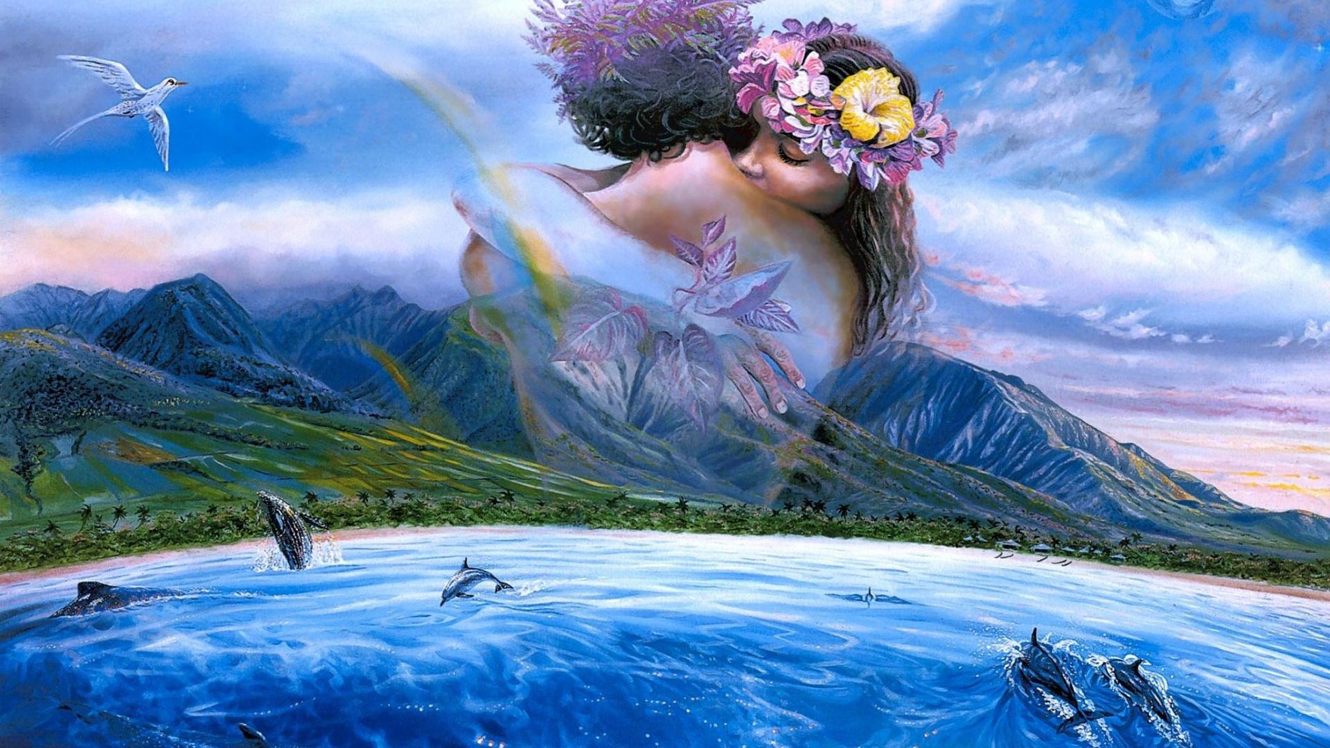 1920x1080 Man & Woman Surreal Love desktop PC and Mac wallpaper