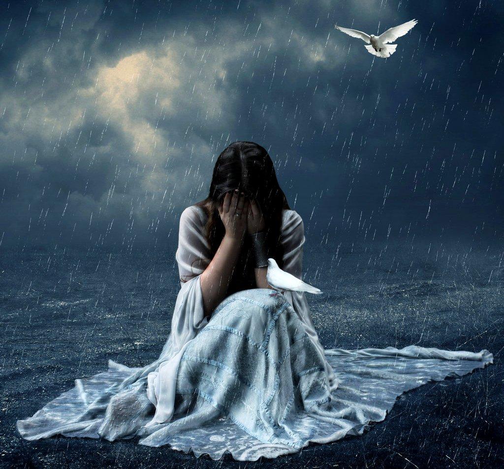 Lonely Girl In Rain