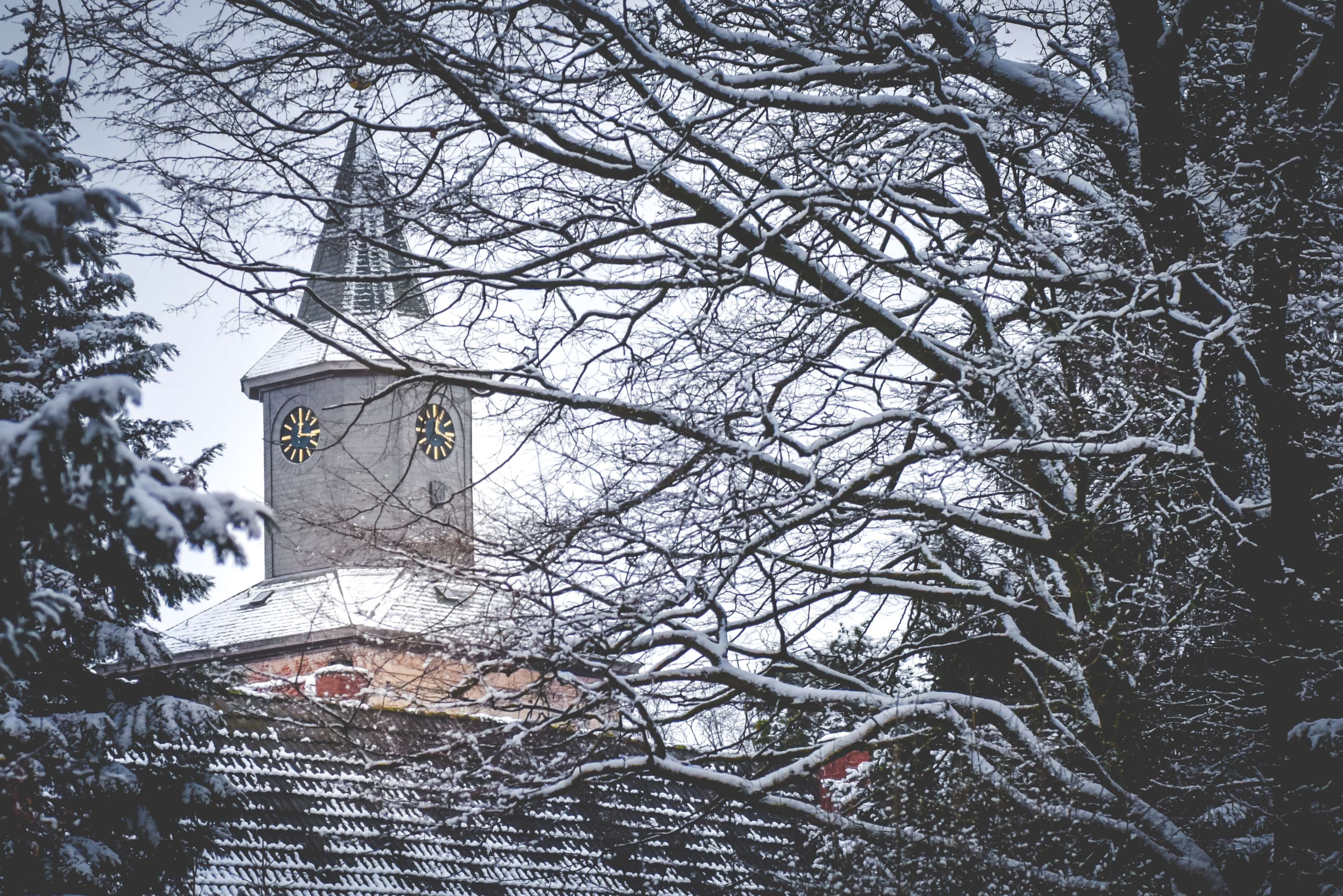 3554x2372 christmas, church, snow, winter wallpaper and background