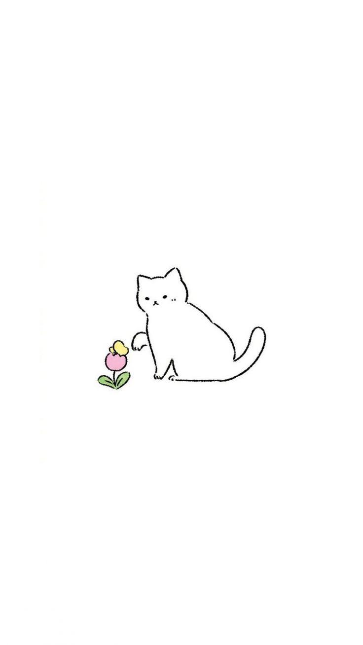 736x1308 iPhone wallpaper cat, Cute drawings, Cute cartoon wallpaper