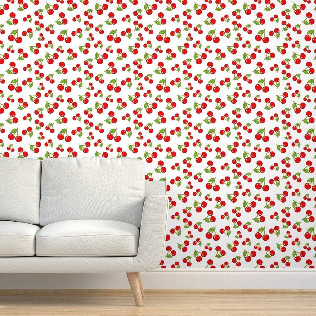 1024x1024 Buy Spoonflower Pre Pasted Removable Wallpaper, Cherry Sketchy Cherries Vintage Red Green Fruit Retro Print, Water Activated Wallpaper, 24in X 108in Roll Online In India. B07T24V8R6