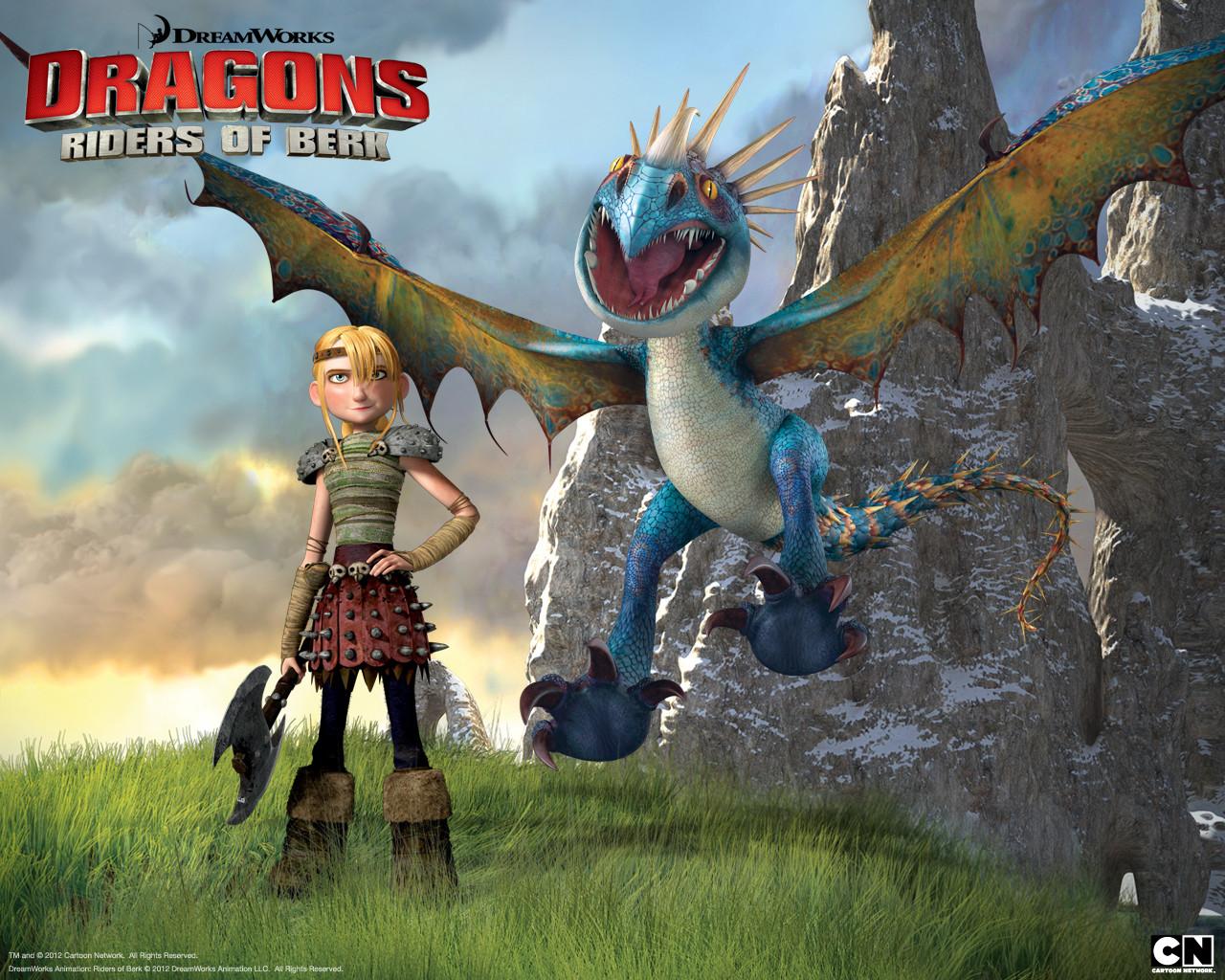1280x1024 Astrid and Stormfly from How to Train Your Dragon Riders of Berk Desktop Wallpaper