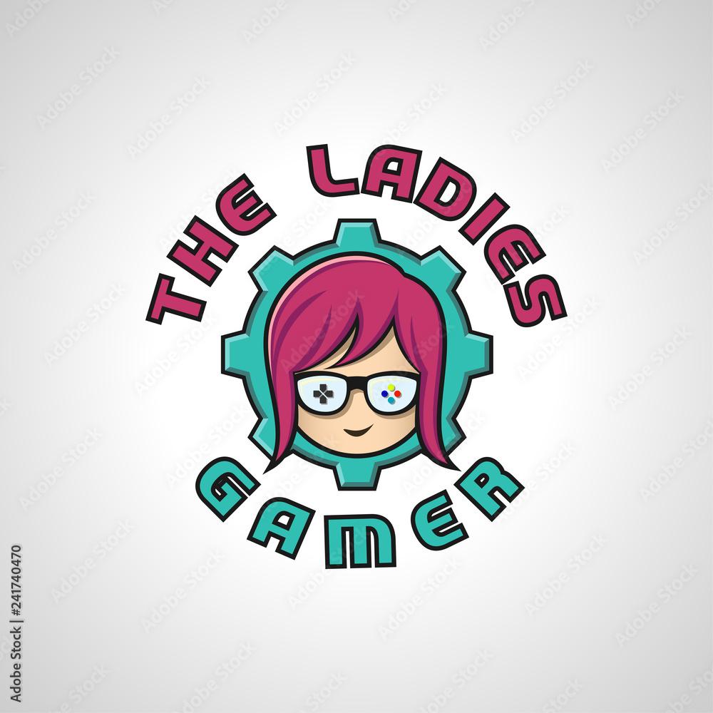 1000x1000 The Ladies Gamer is a gamer girl Logo or Logo for Gamer Stock Vector