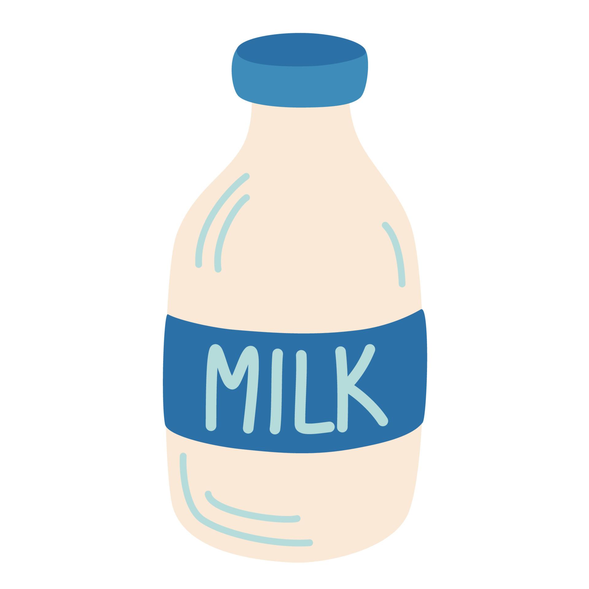 1920x1920 Bottle of milk. Dairy products. Healthy food. Lactose drink. For printing, brochures, shops, restaurants and farming, wallpaper, print products. Vector cartoon illustration