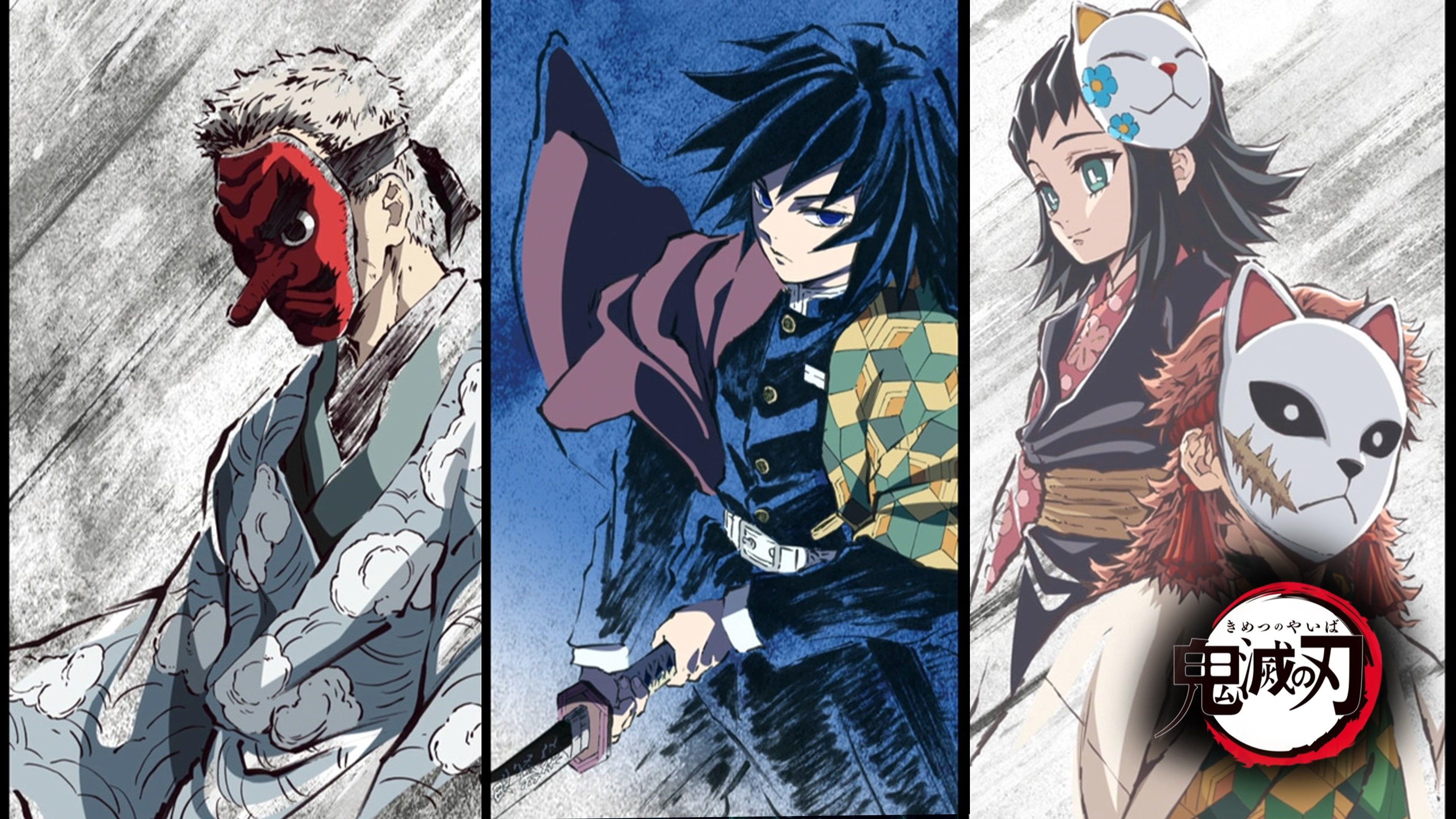 3840x2160 Anime Demon Slayer: Kimetsu no Yaiba Giyuu Tomioka Makomo (Demon Slayer) Sabito (Demon Slayer) Sakonji Urokodaki K #wallpaper. Anime, Anime demon, Anime image