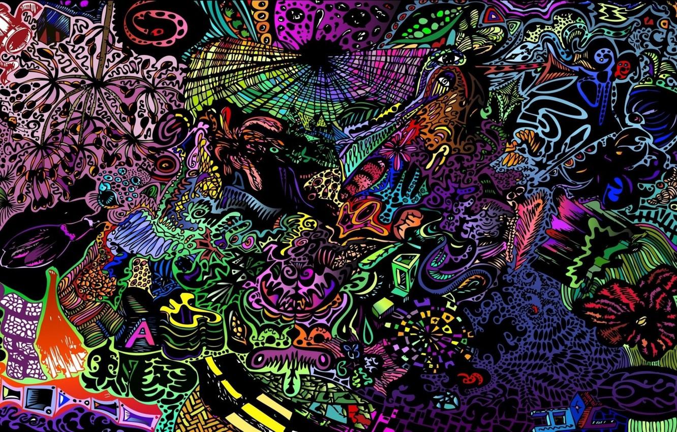 1332x850 Wallpaper flowers, fantasy, dream, speed, sleep, acid, fantasy, figure, the mixture, flowers, speed, figures, mix, acid, psychedelic art, psychedelic art image for desktop, section абстракции