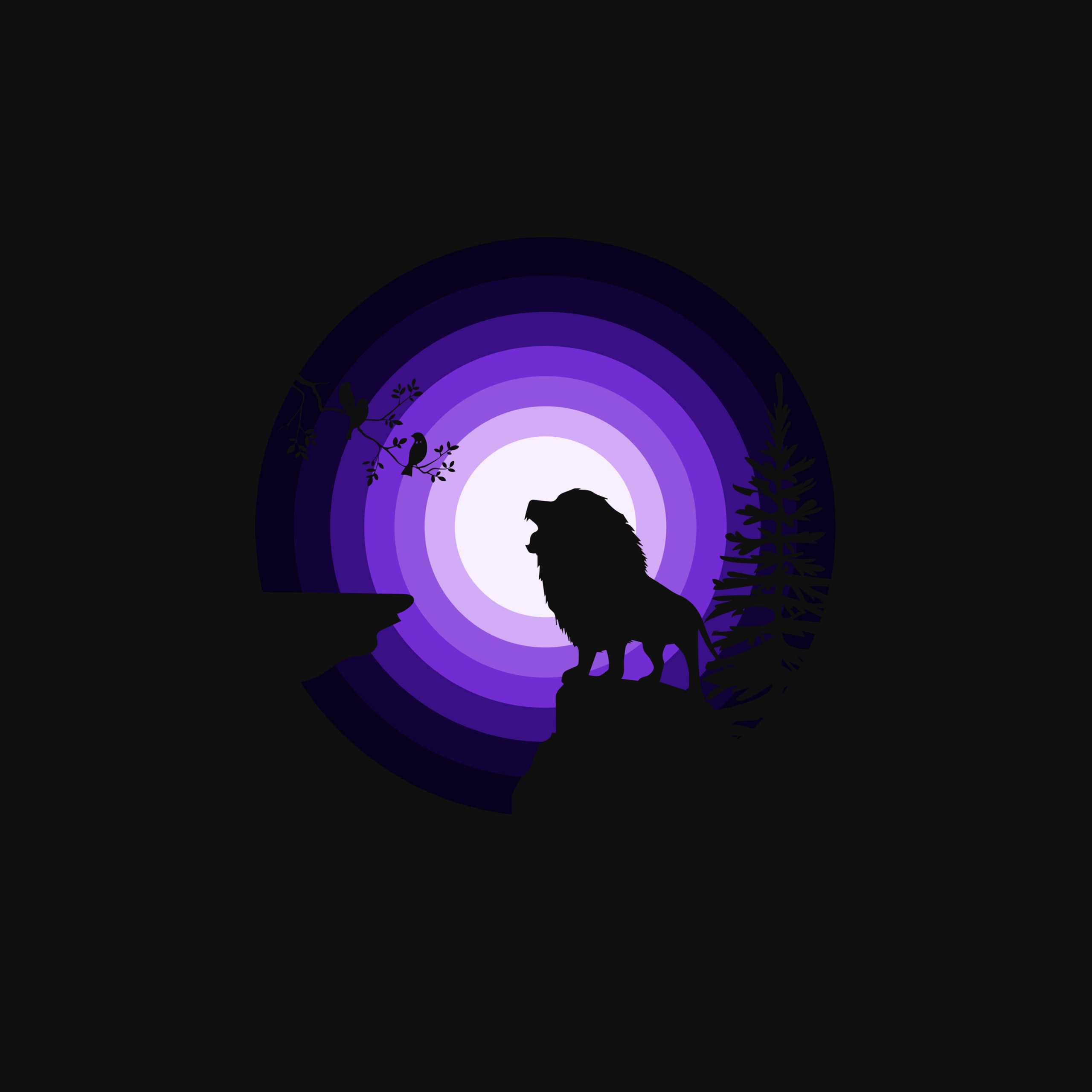 2560x2560 Lion Wallpaper 4K, Roaring, Silhouette, Moon, Night, Purple, Black Dark