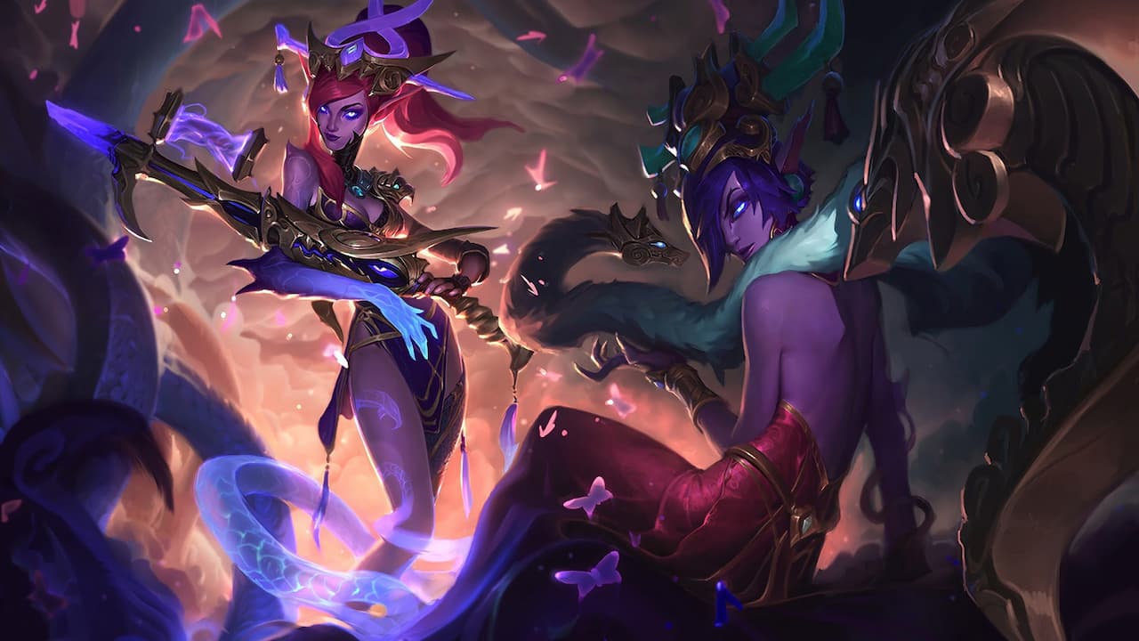 1280x720 LOL Morgana Caitlyn LoL Lunar Wraith Splash Art PC DeskK Wallpaper & Artwork