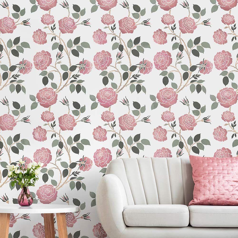 1000x1000 Wild Rose Stencil Stencils Instead of Wallpaper