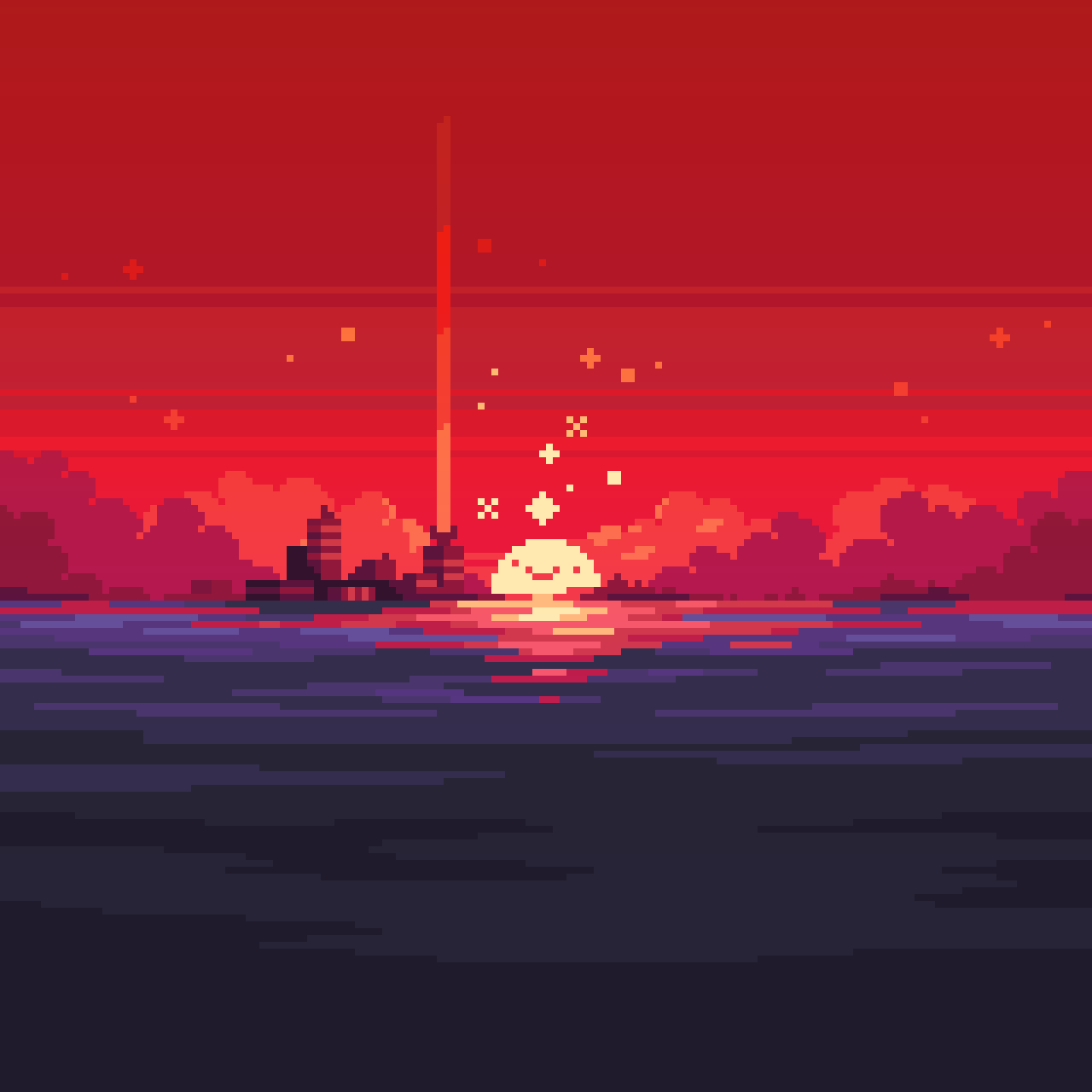 Red Dark Pixel Art Sunset 4k Wallpaper 4K