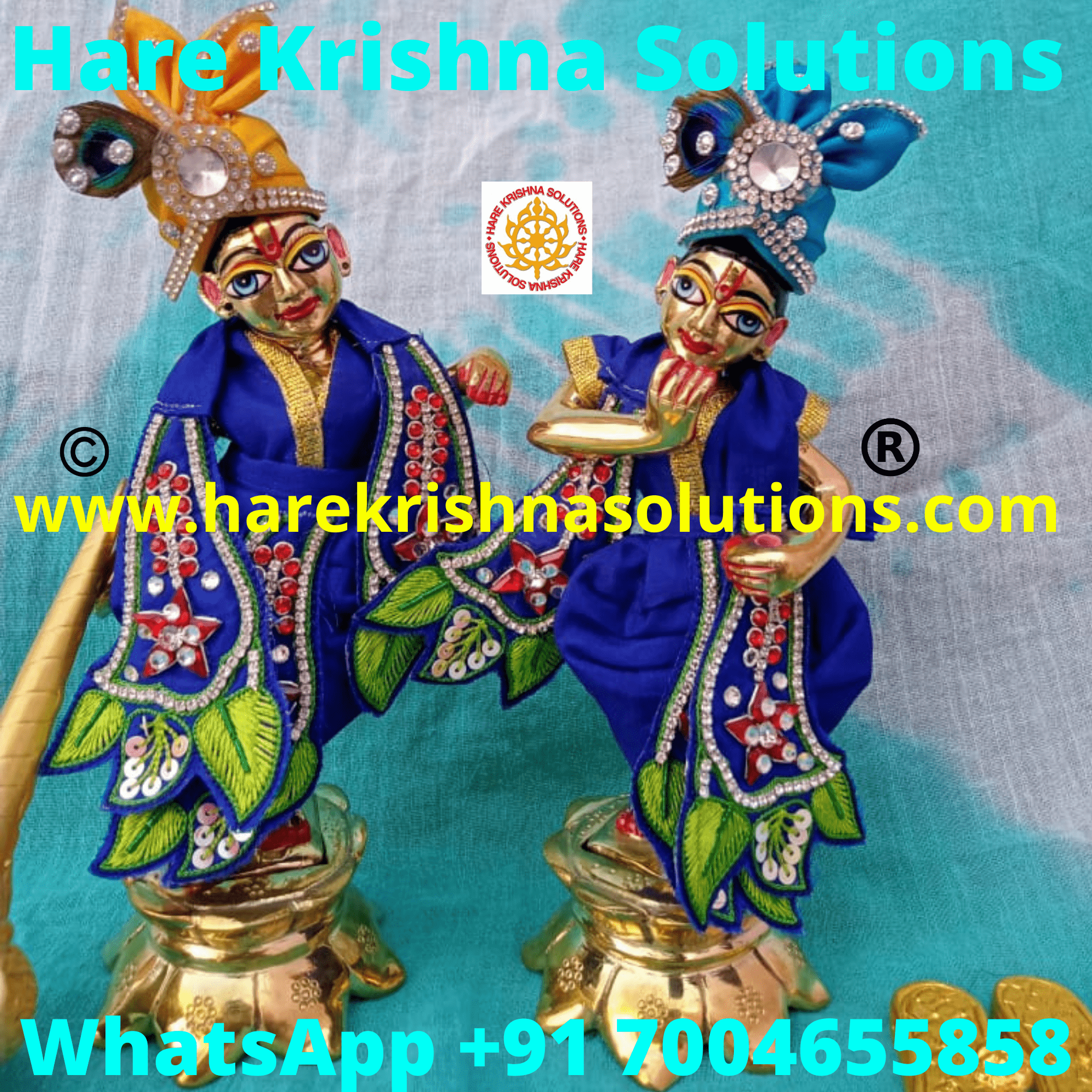 2000x2000 Inches Krishna Balaram Metal Deity / Statue /Murthy( Original Asthadhatu, Blue Dress and Accessories) Krishna Solutions