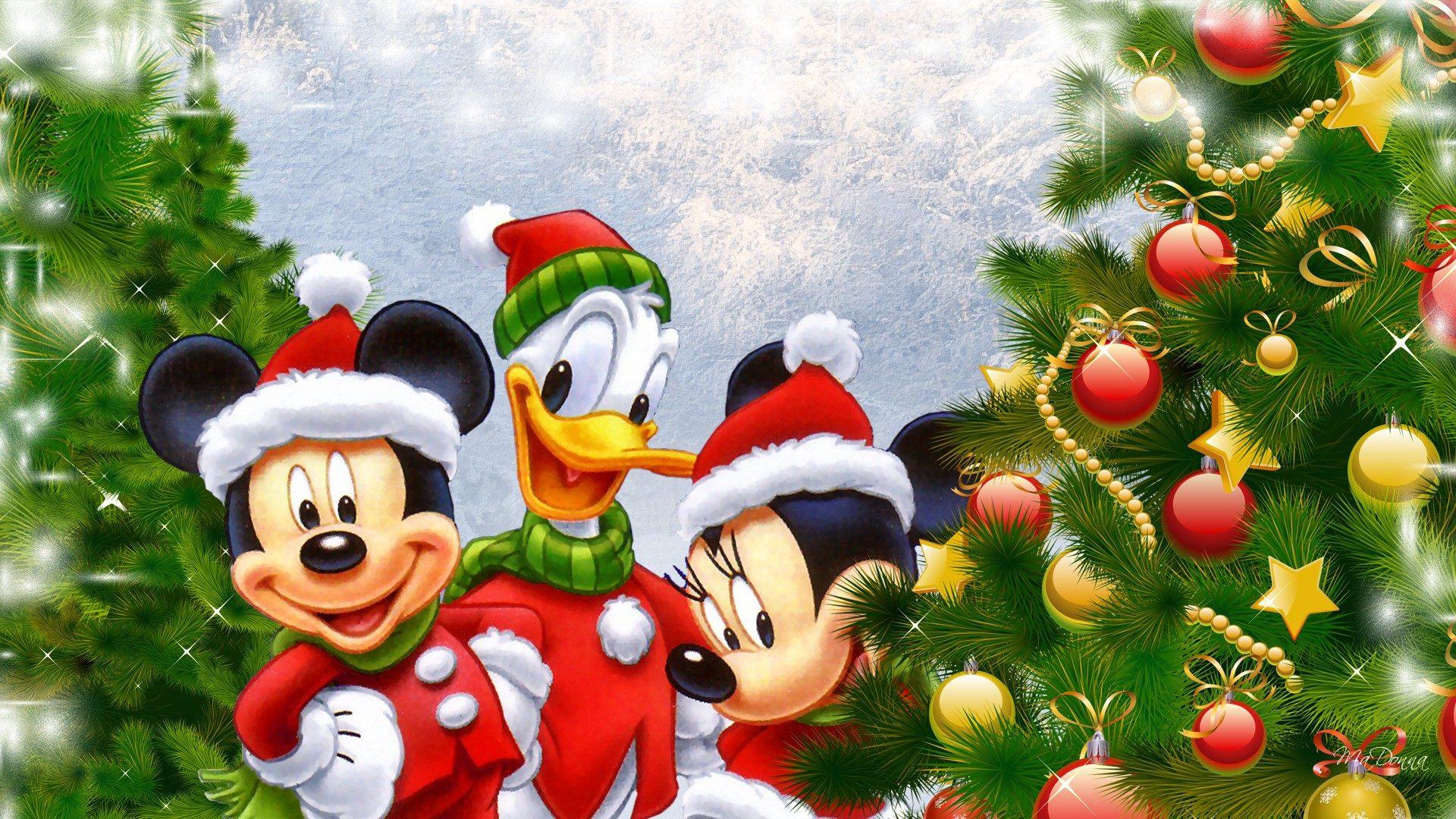 1920x1080 Disney Donald Duck Mickey And Minnie Mouse Christmas Tree Desktop Wallpaper HD 1920x1080 :
