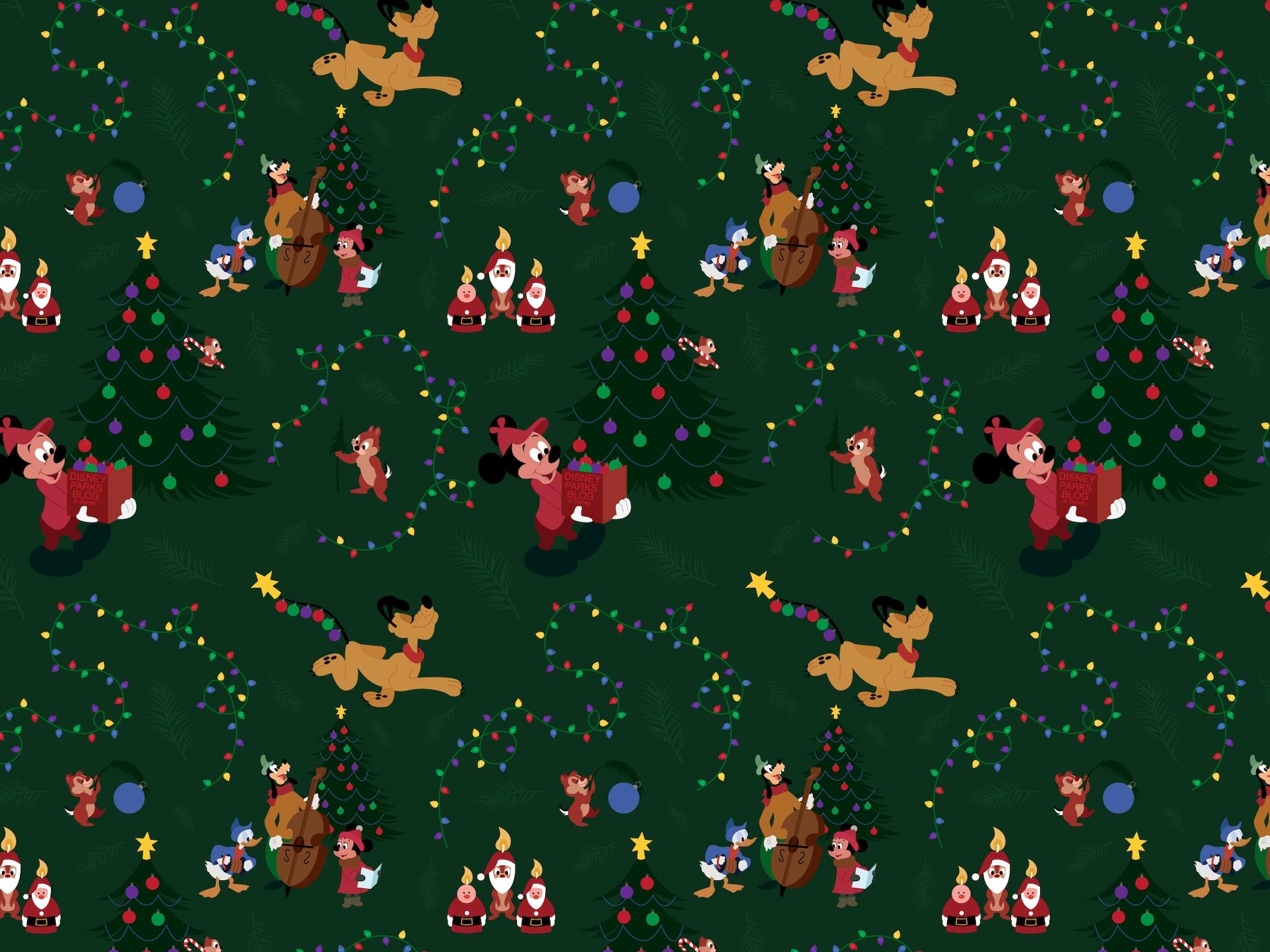 2001x1501 Mickey Mouse & Pluto Christmas Wallpaper
