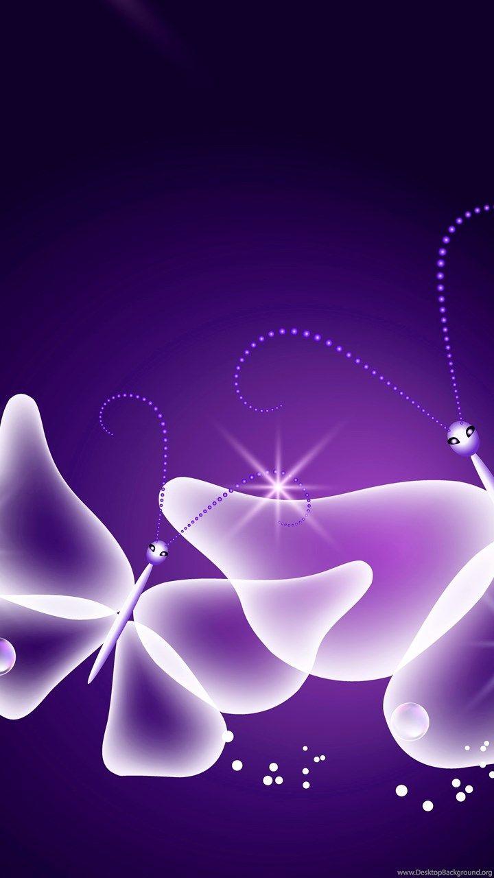 720x1280 Download Wallpaper Neon, Butterflies, Abstract, Purple, Sparkle