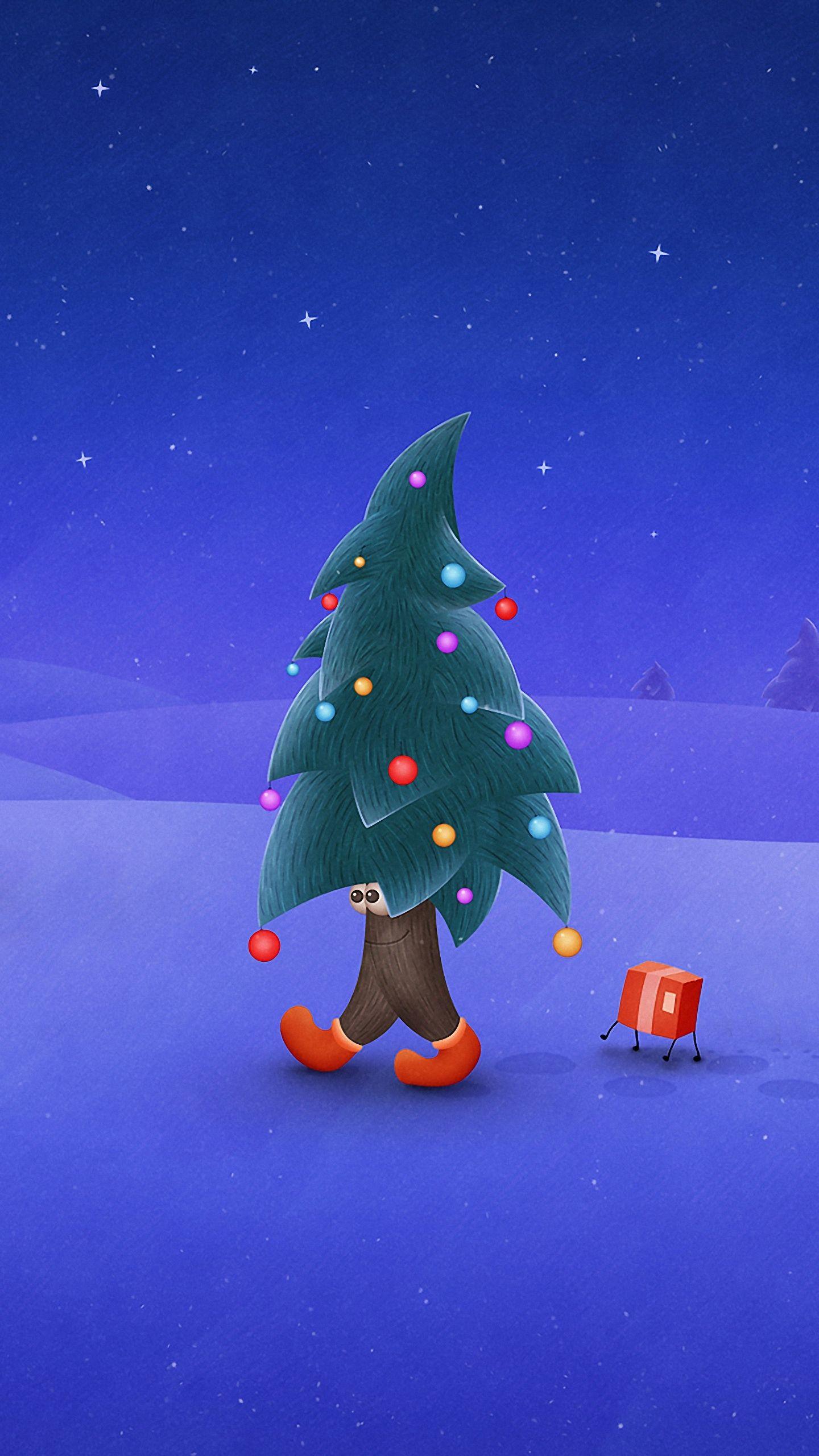 Hình nền điện thoại Giáng sinh đẹp 1440x2560 - Hình nền cây thông Noel HD