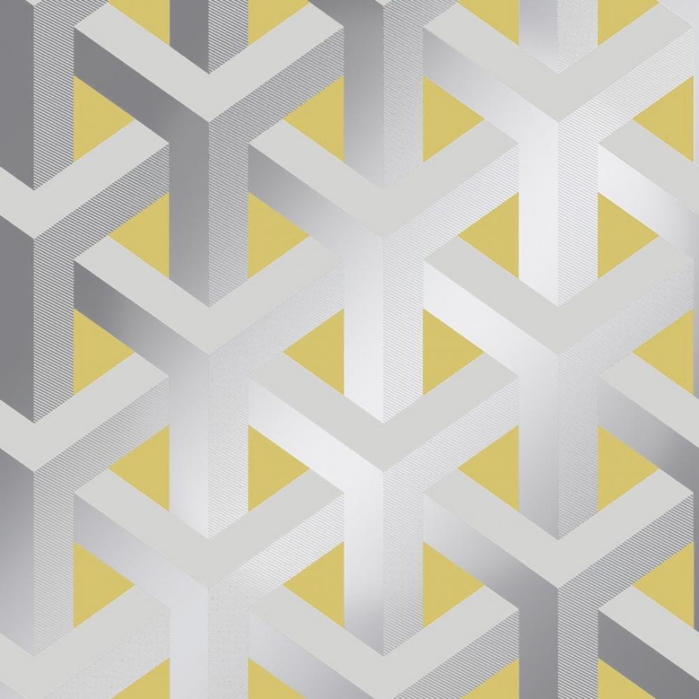 1000x1000 Structure Geometric wallpaper in grey & yellow. I Love Wallpaper
