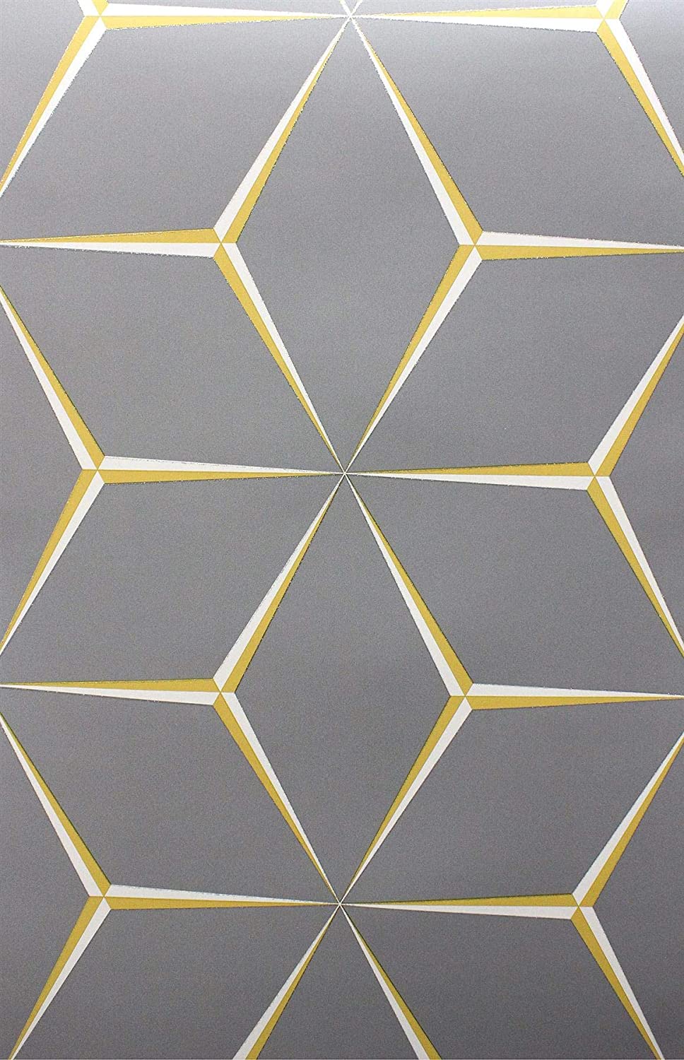968x1500 Grey Yellow 3D Geometric Wallpaper Glitter Shimmer Feature Wall from Y�L : Amazon.co.uk: DIY & Tools