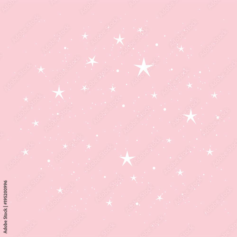 1000x1000 Pink Background With White Stars. Hand Drawn Elements For Your Designs Dress, Poster, Card, T Shirt Stock Vector