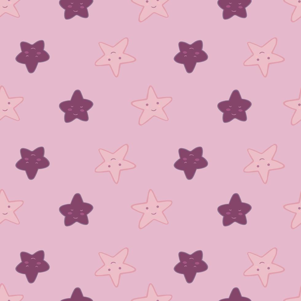 980x980 Geometric smiling stars seamless pattern on pink background. Character star shapes elements wallpaper