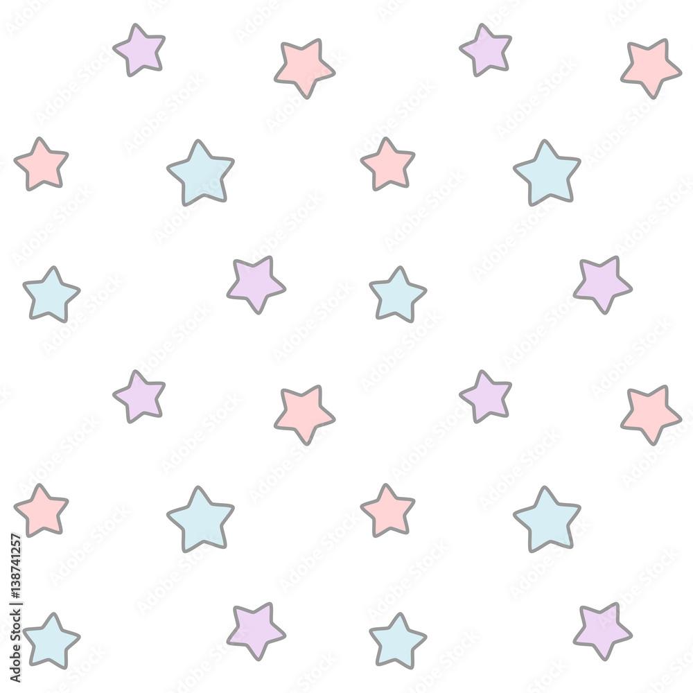 1000x1000 cute cartoon pink blue and violet star seamless vector pattern background illustration Stock Vector