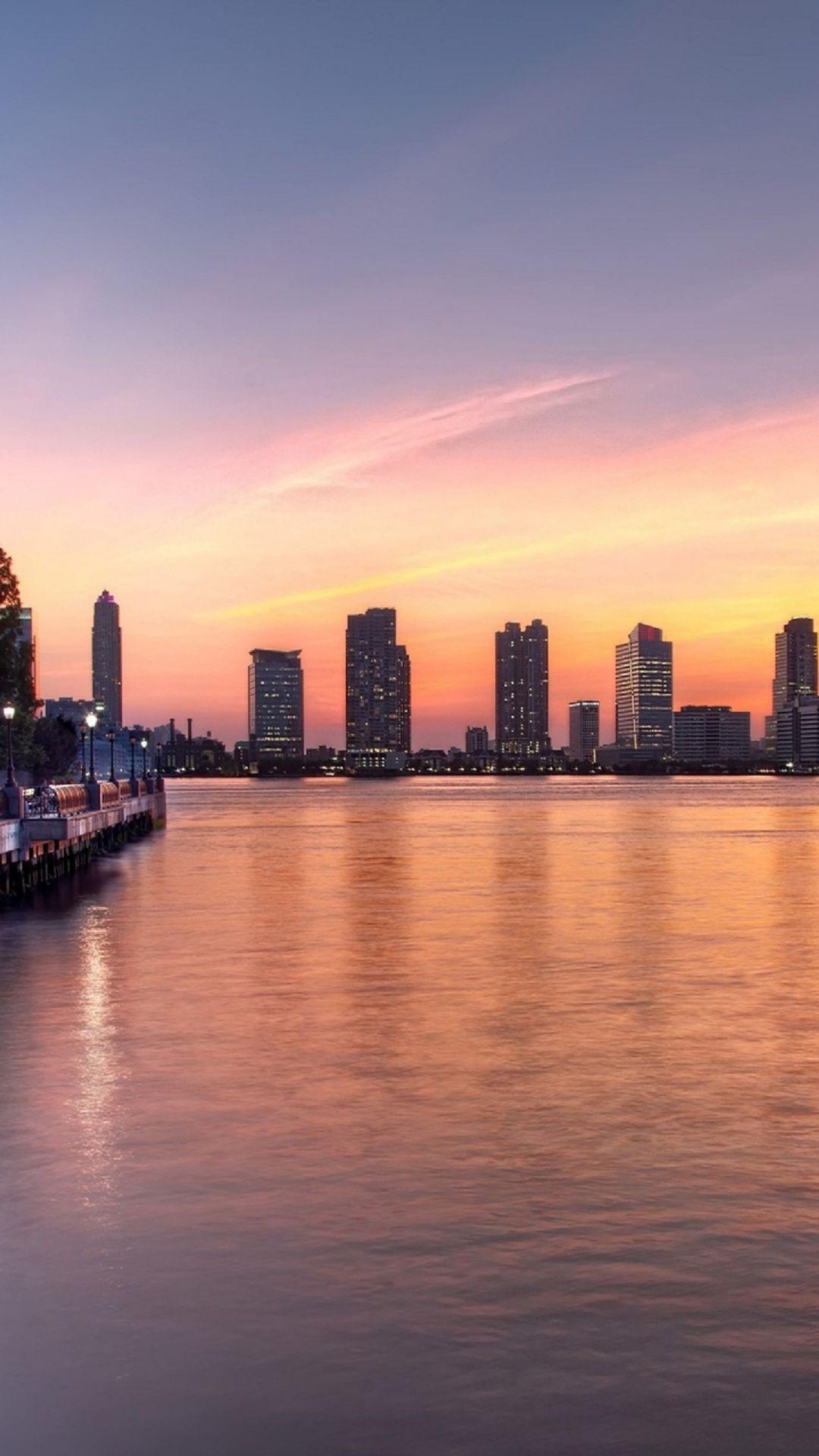 1080x1920 Sunset Summer in New York Android Wallpaper free download