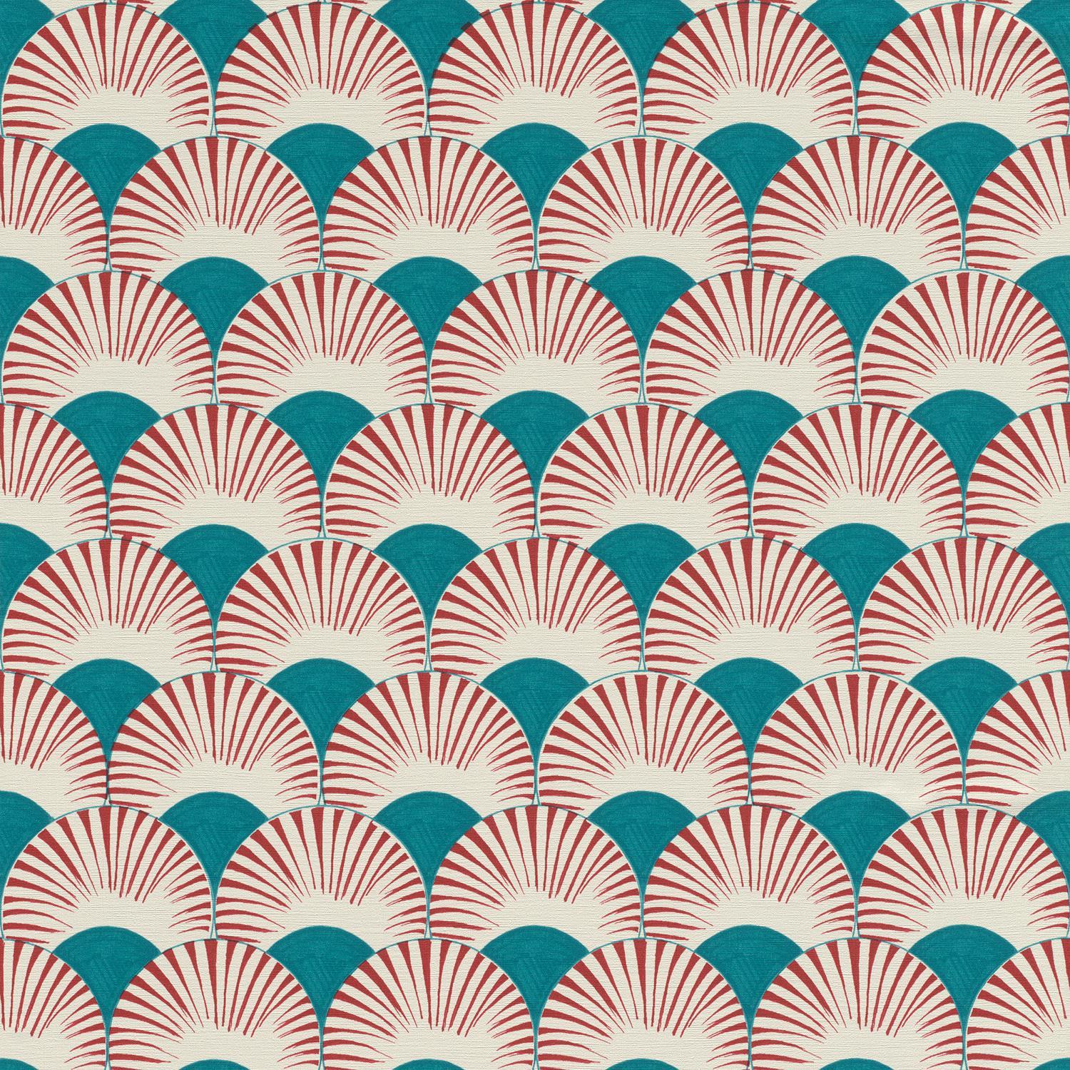 1500x1500 Onzself Retro Art Deco Wallpaper Rasch Geometric Textured Vinyl Green Blue Red