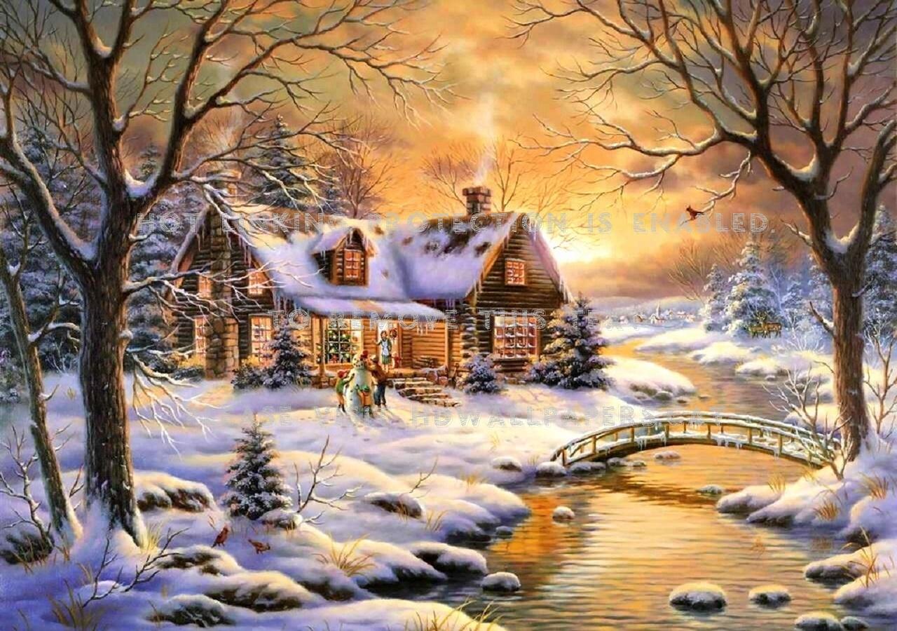 1280x900 christmas cottage lovely holidays draw and