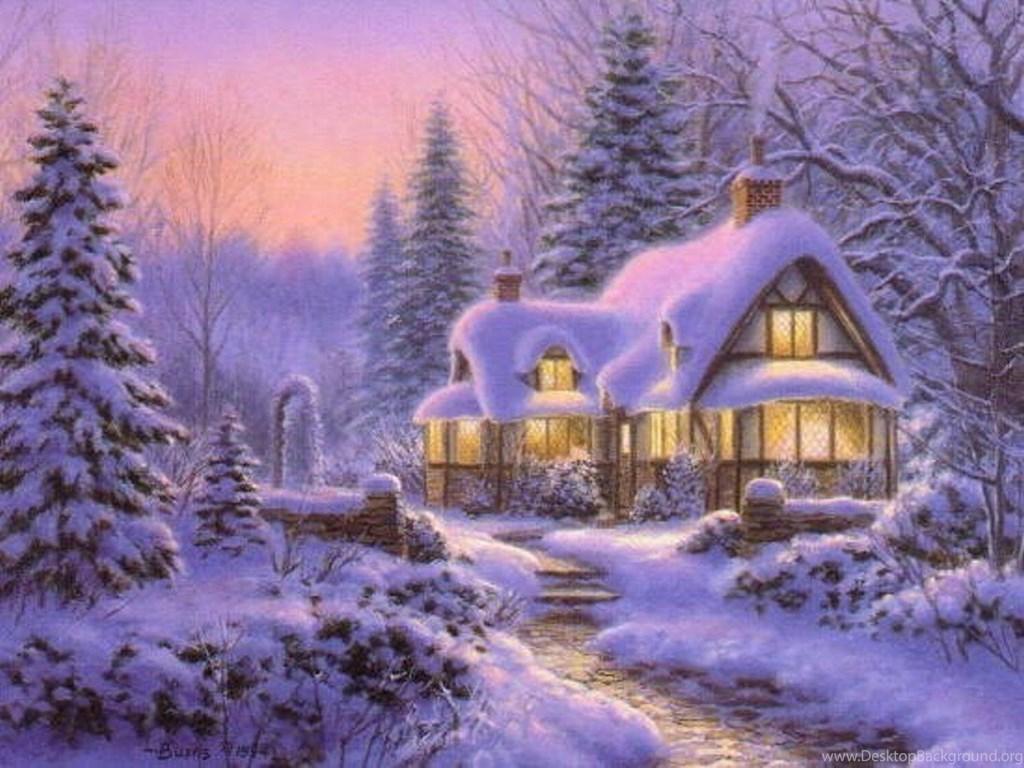 1024x768 Christmas Cottage Wallpaper 11976 HD Wallpaper Desktop Background