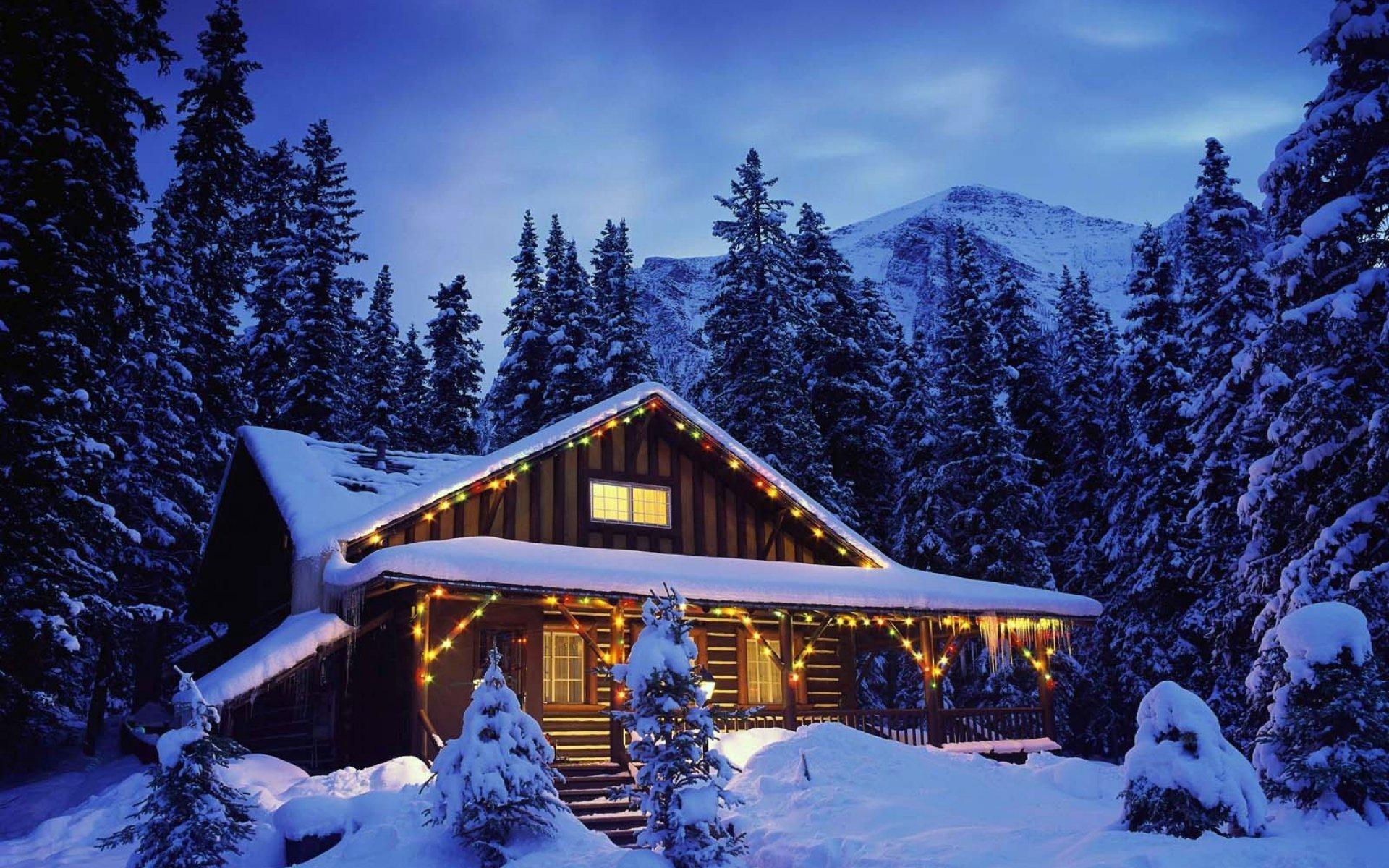 1920x1200 Christmas Cabin Wallpaper