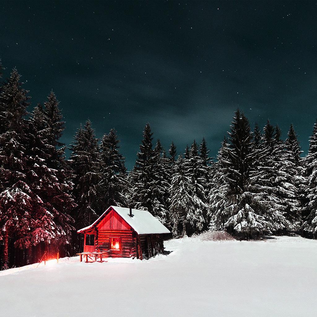 1024x1024 Winter House Night Sky Christmas Starry Wallpaper