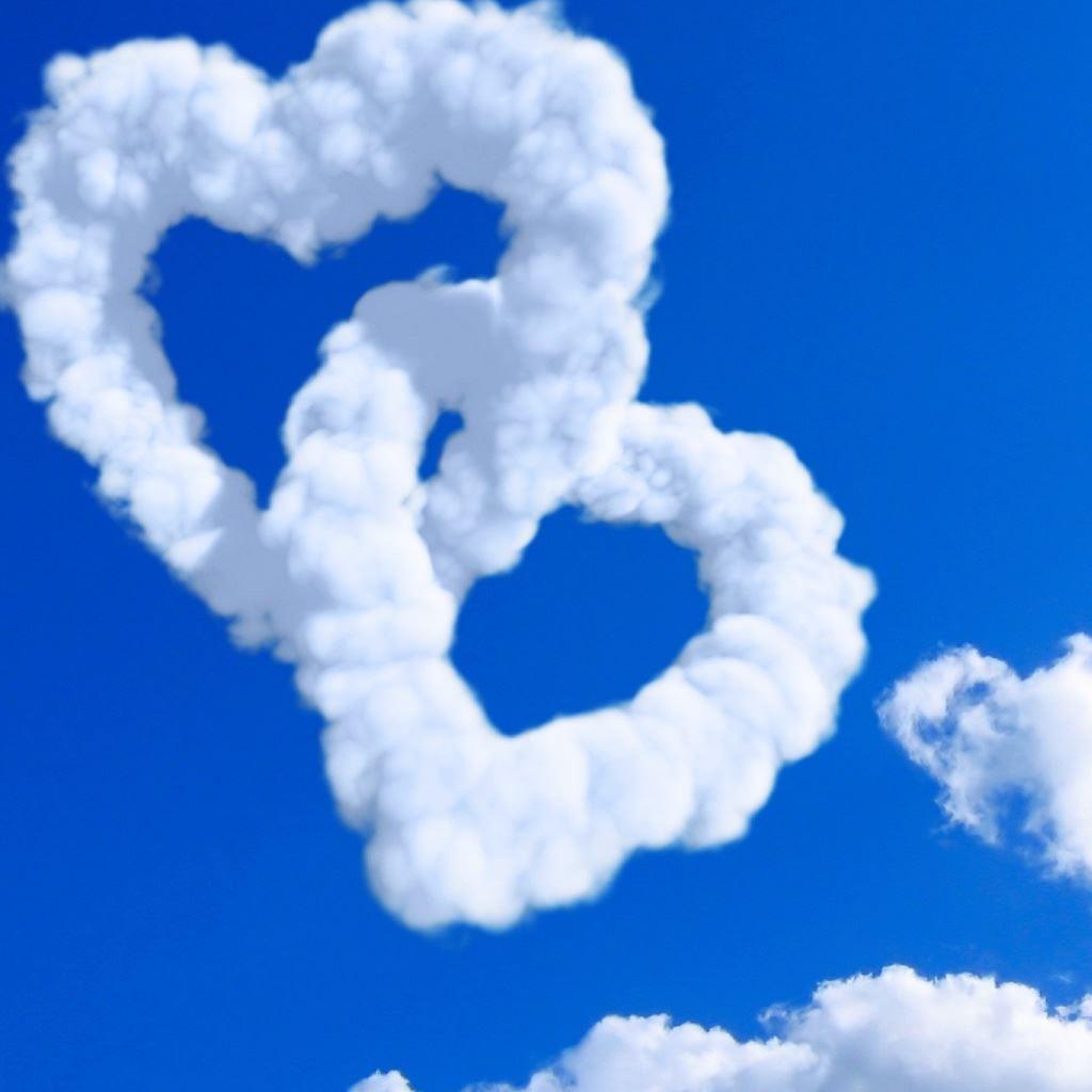 1024x1024 Hearts In Clouds iPad Wallpaper Free Download