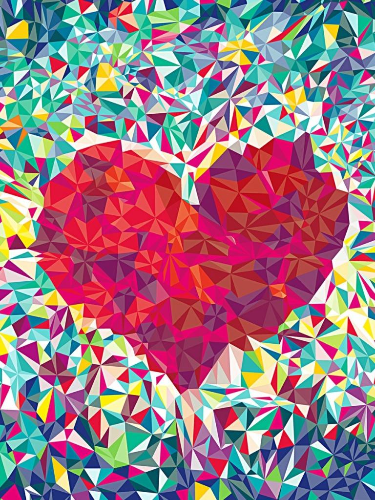 768x1024 Fractal Heart iPad wallpaper