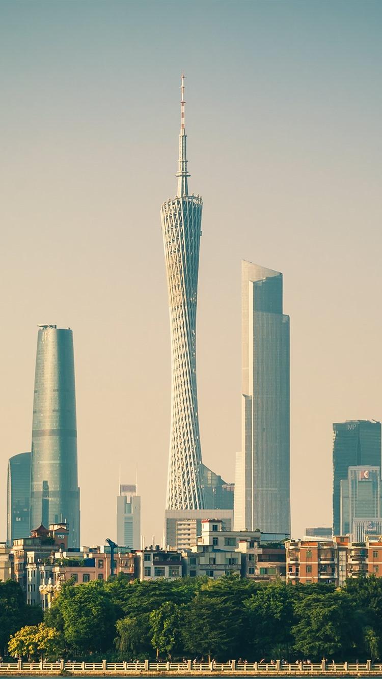 750x1334 Wallpaper City, Guangzhou, skyscrapers, tower, China 1920x1200 HD Picture, Image