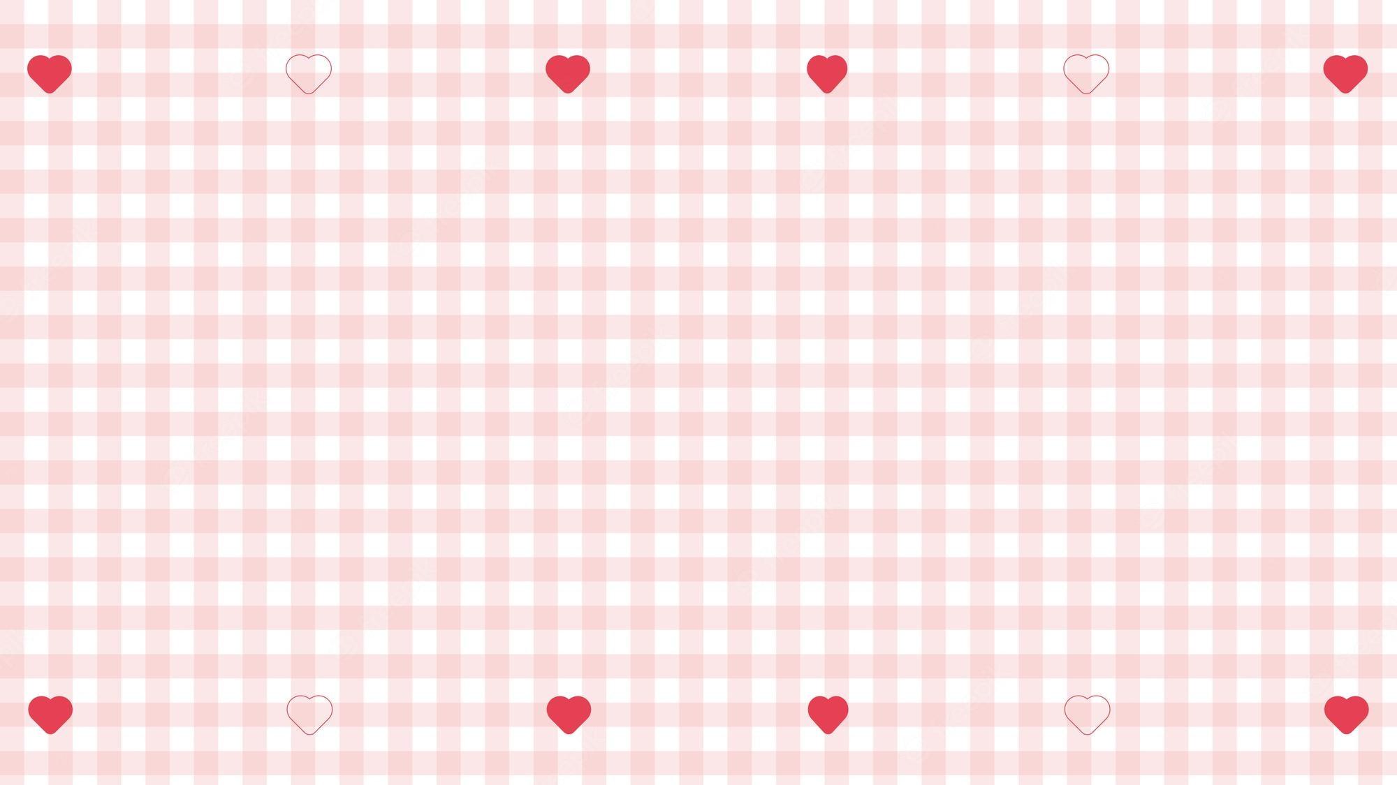 2000x1125 Premium Vector. Cute red heart shape on red gingham plaid checkered pattern background perfect for wallpaper