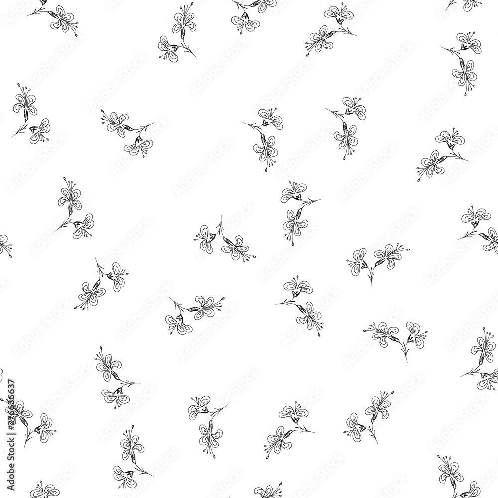 1000x1000 Hand drawn seamless outline simple flowers for wallpaper design. Vector hand drawn pattern. Seamless floral pattern. Vector line design. White background. Daisy flower drawing Stock Vector