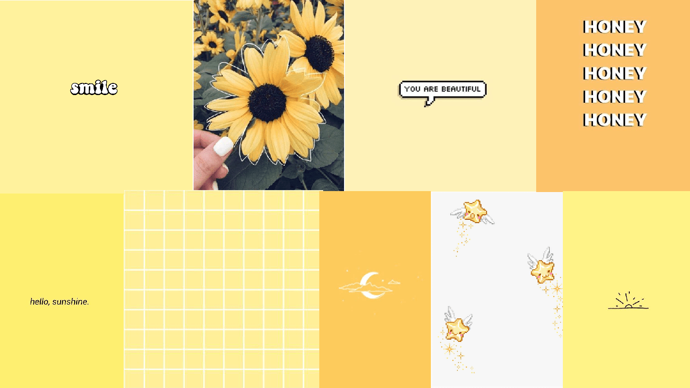 1422x800 yellow pastel art hoe wallapaper